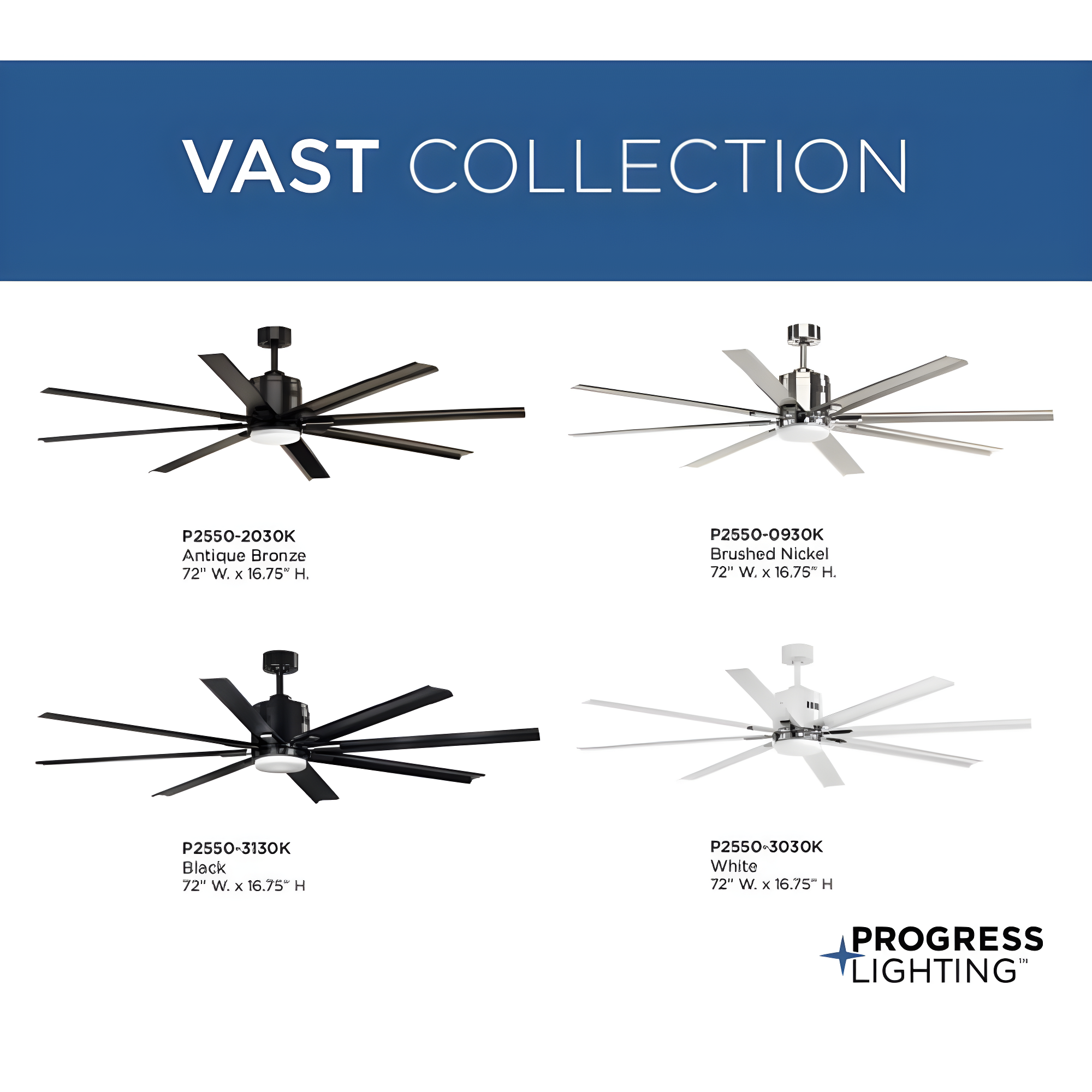 Vast Collection 72" 18W LED Eight Blade Fan