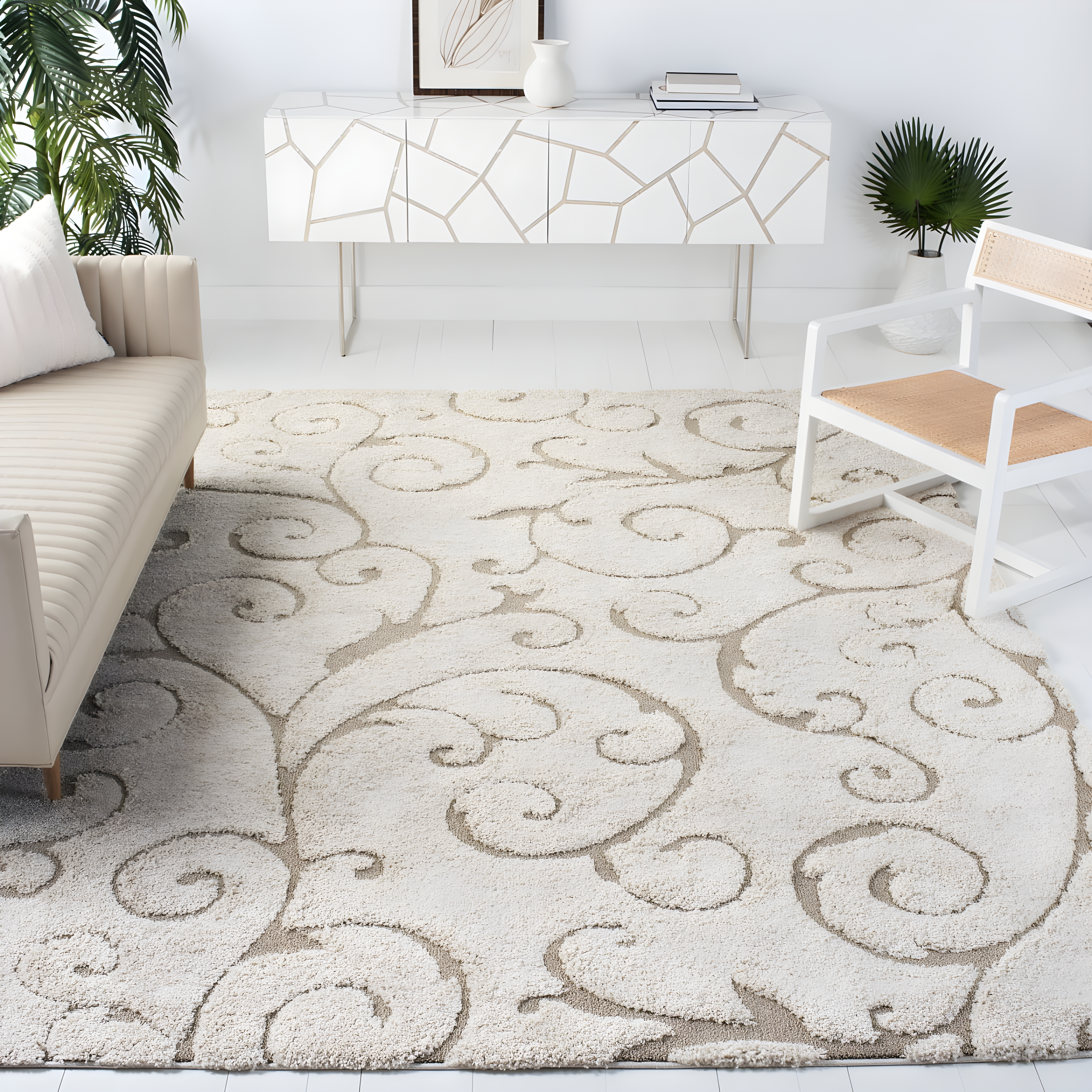 Florida Shag SG455 Power Loomed Indoor Accent Rug - Cream/Beige - 2'3"x4' - Safavieh.
