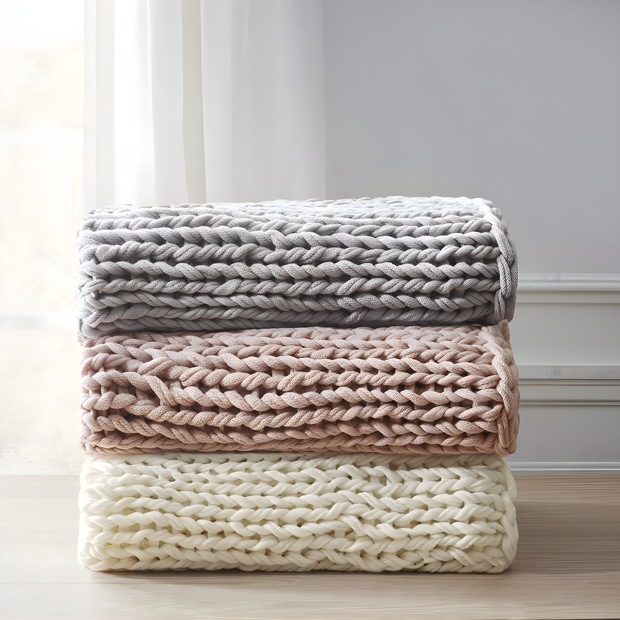 Kelly Clarkson Home Madison Hand Made Chunky Double Knit Throw Blanket