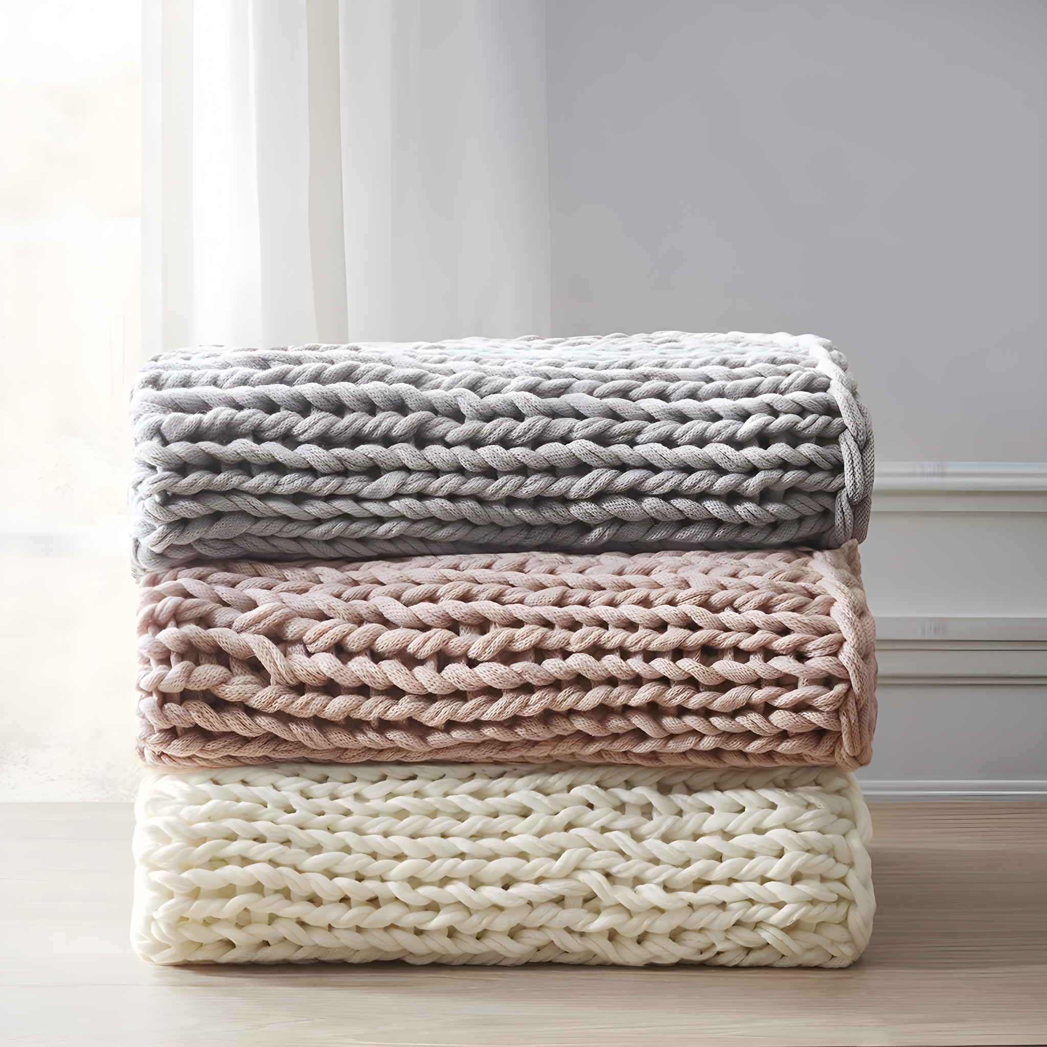 Kelly Clarkson Home Madison Hand Made Chunky Double Knit Throw Blanket