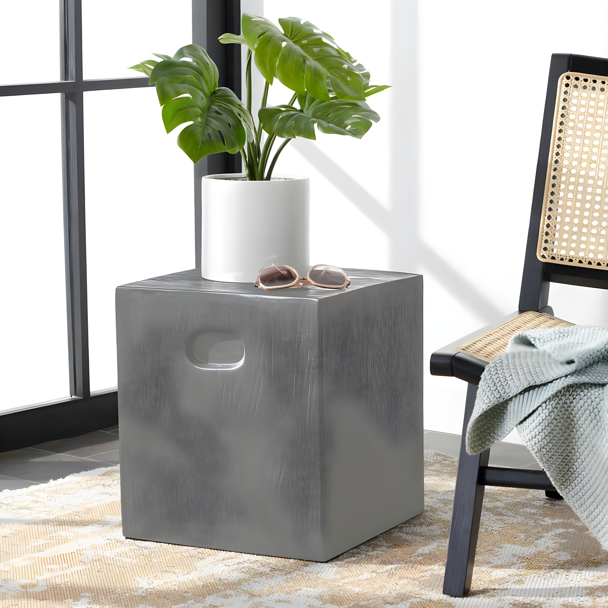 Cube Accent Stool - Indoor/Outdoor - VNN1003 - Gray - Safavieh