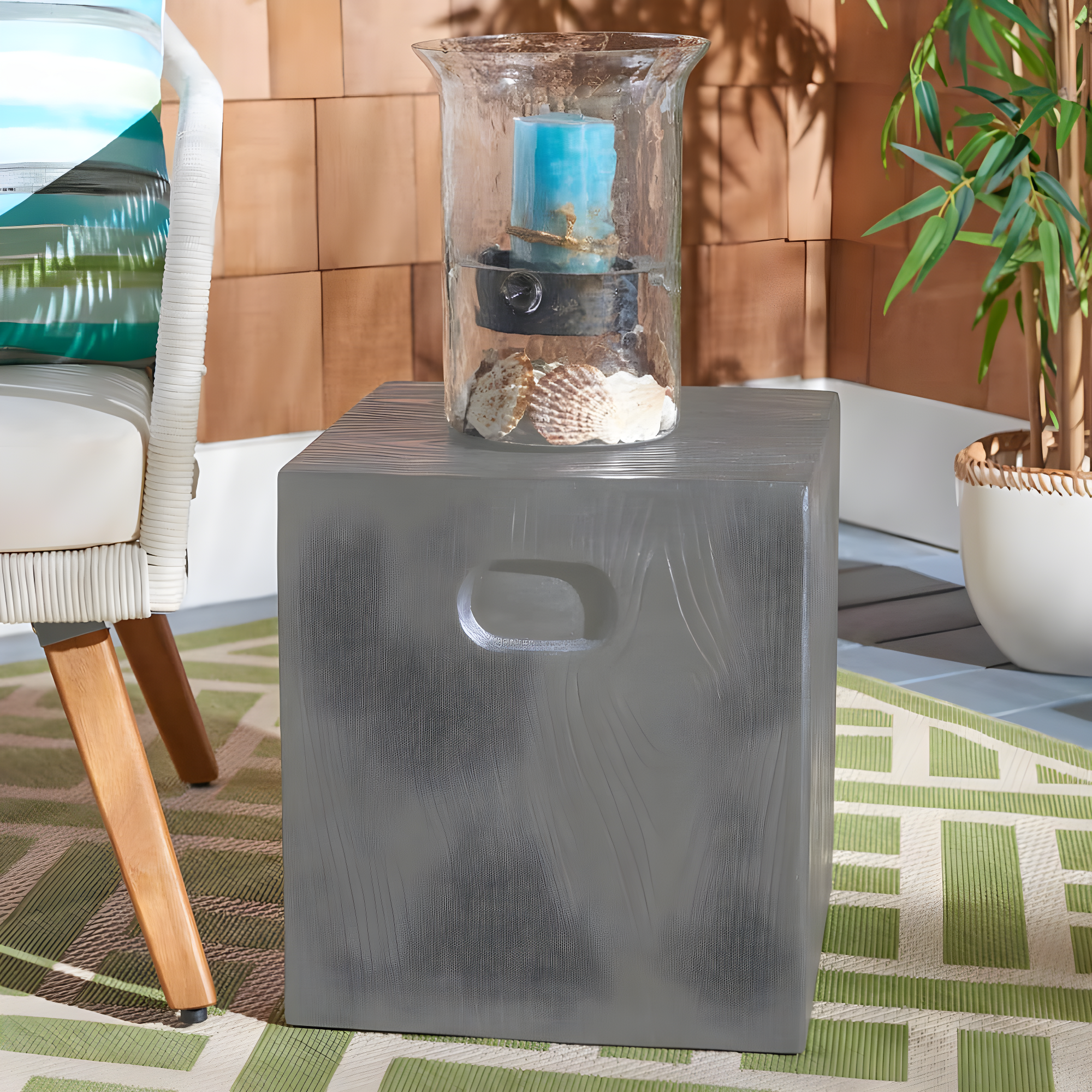 Cube Accent Stool - Indoor/Outdoor - VNN1003 - Gray - Safavieh