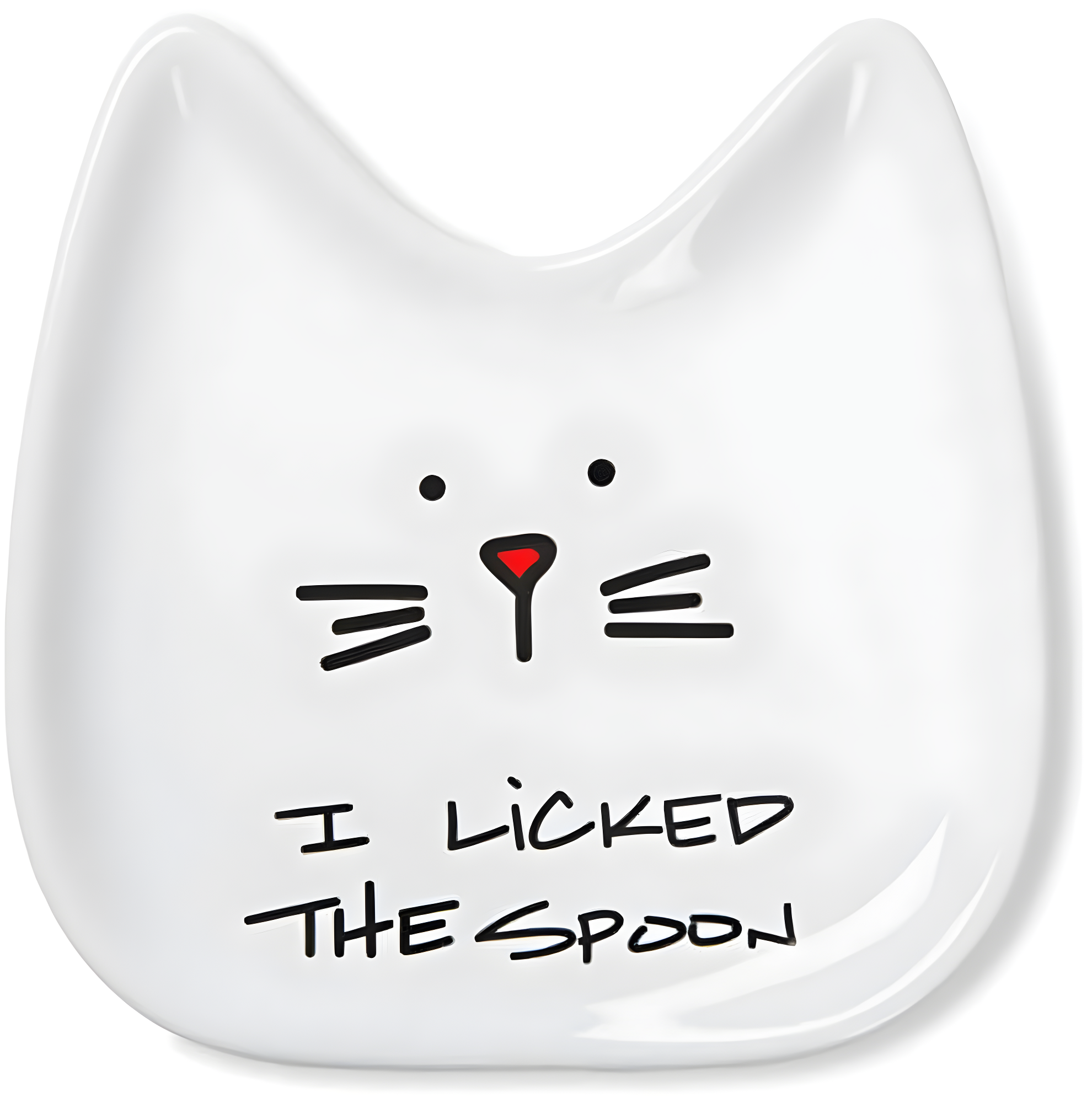 Pavilion Gift Company Blobby Cat, Cat Spoon Rest"I Licked the Spoon", 5", White