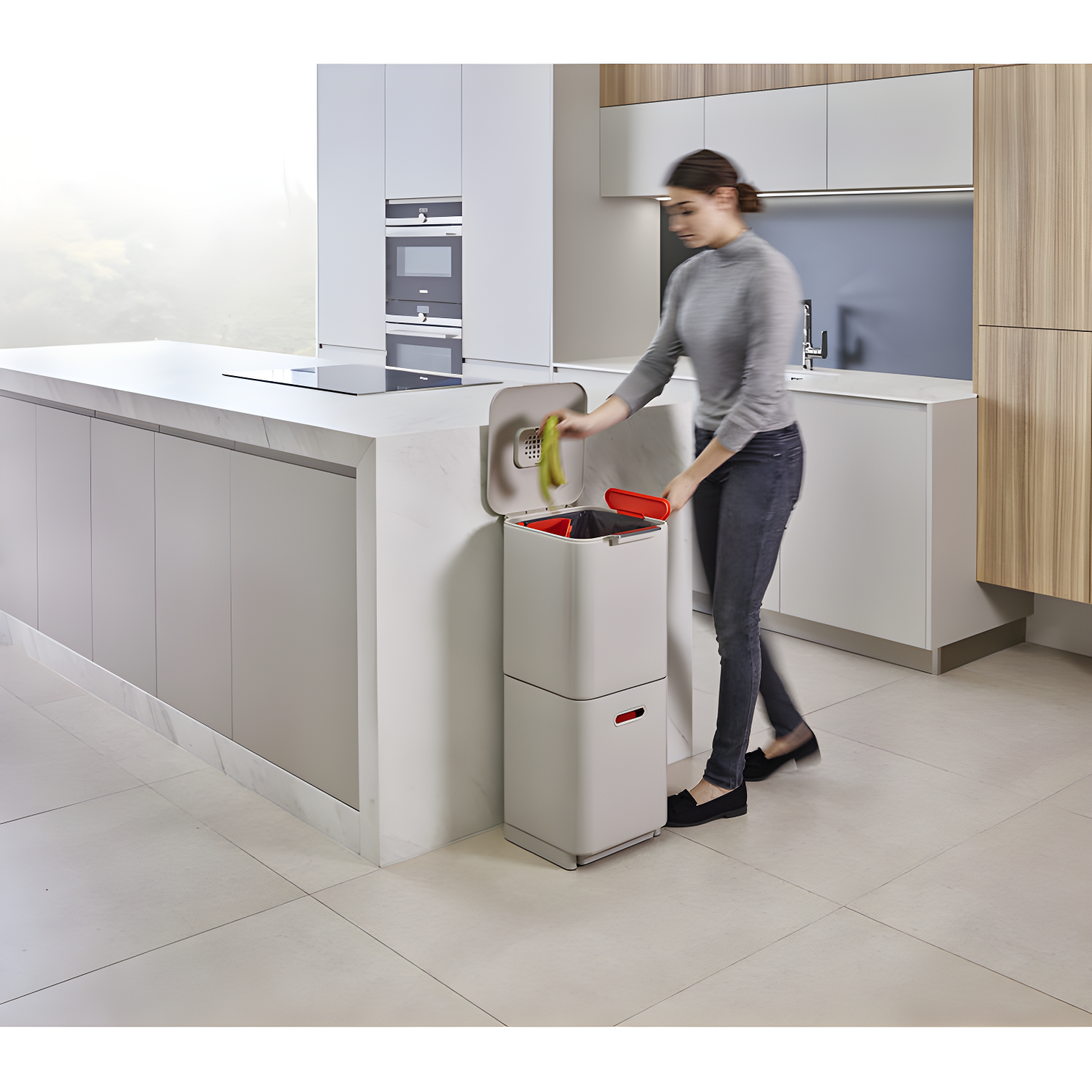 Joseph Joseph Totem Waste & Recycling Dual Kitchen Trash Can