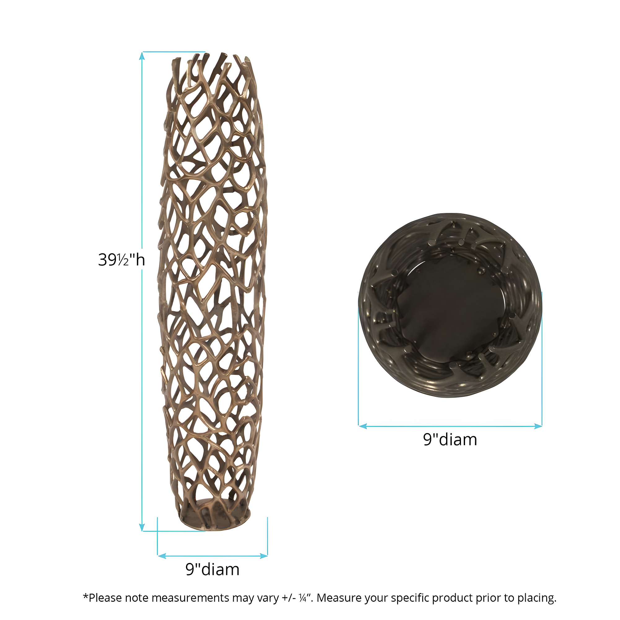 Titanium Finish Decorative Metal Floor Vase