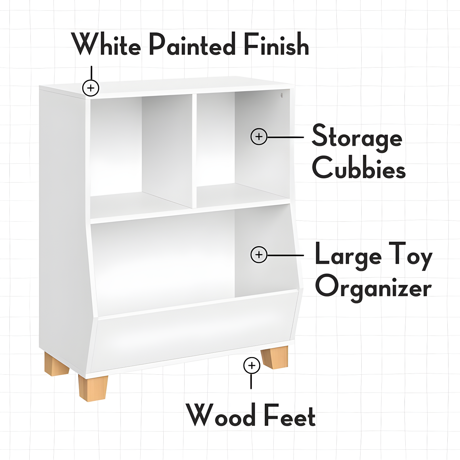 RiverRidge Home RiverRidge Kids Catch-All 24in Toy Storage Organizer with 2 Cubbies and 2 Storage Compartments
