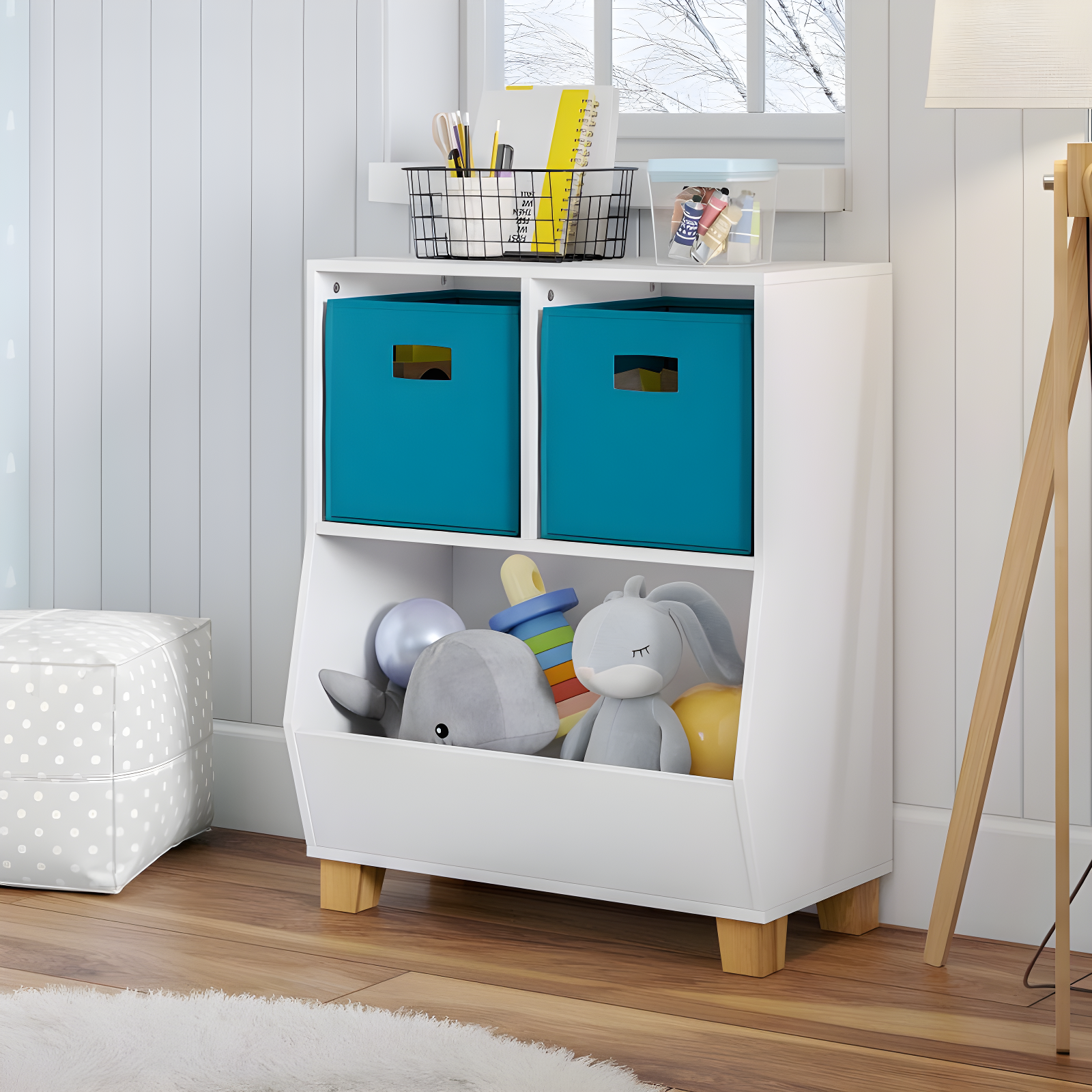 RiverRidge Home RiverRidge Kids Catch-All 24in Toy Storage Organizer with 2 Cubbies and 2 Storage Compartments