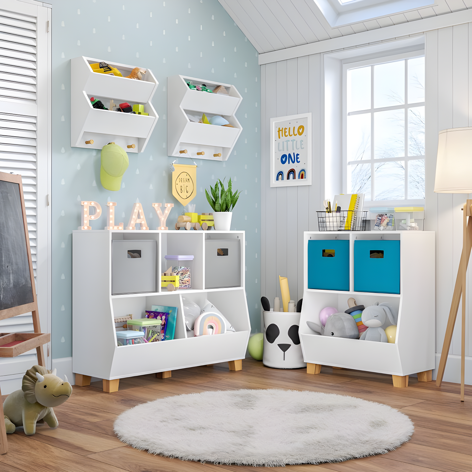 RiverRidge Home RiverRidge Kids Catch-All 24in Toy Storage Organizer with 2 Cubbies and 2 Storage Compartments
