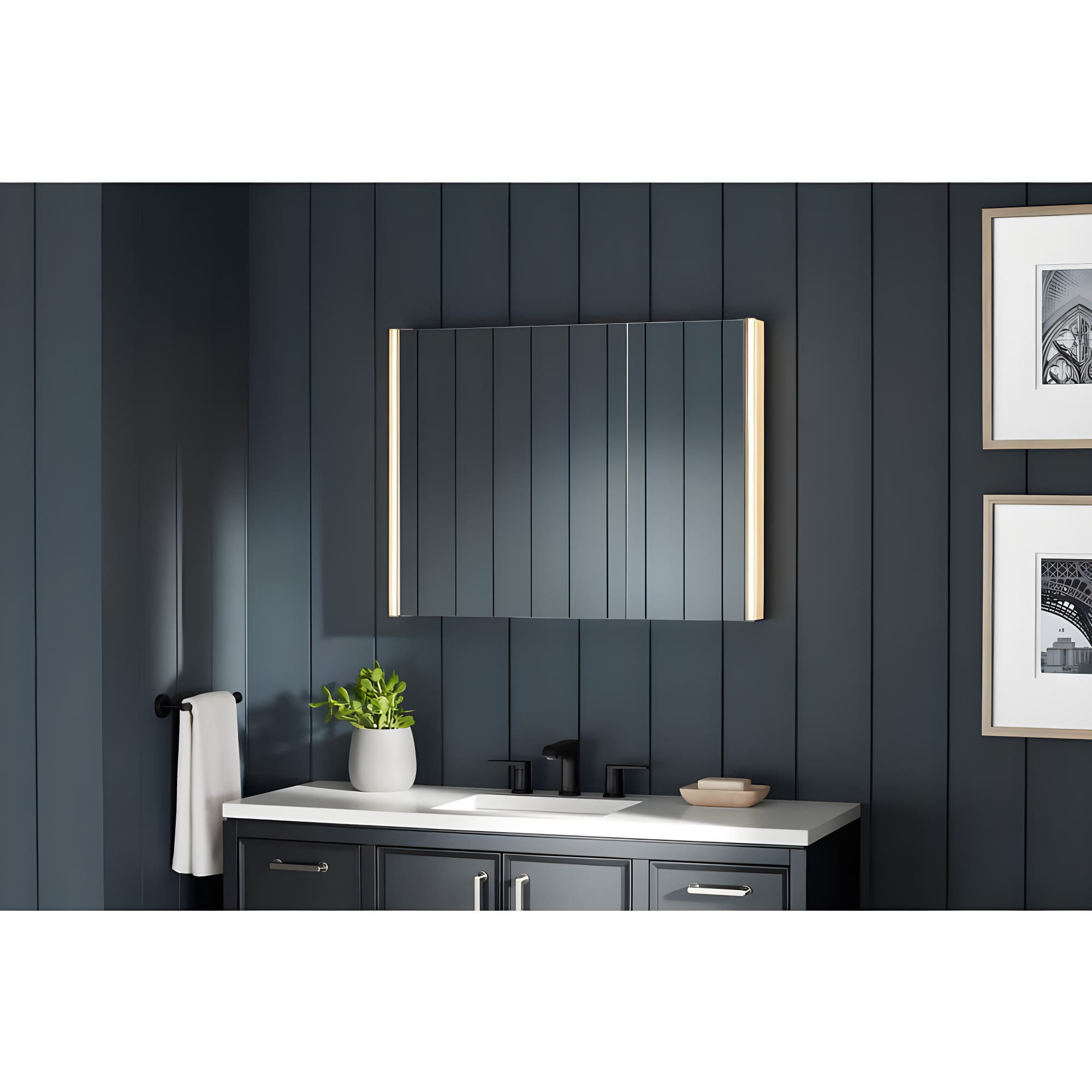 Maxstow Surface Mount Frameless Medicine Cabinet with LED Lighting