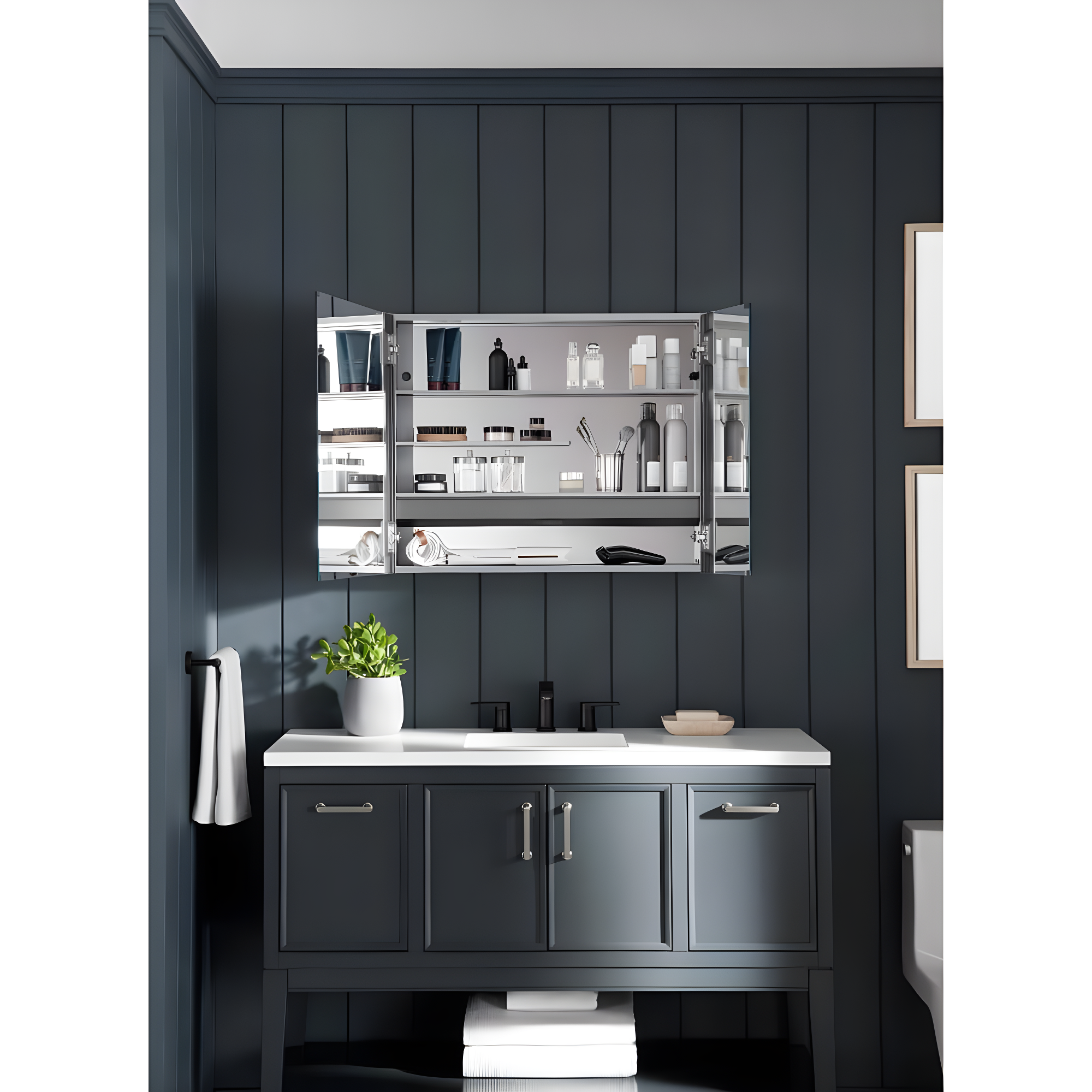 Maxstow Surface Mount Frameless Medicine Cabinet with LED Lighting