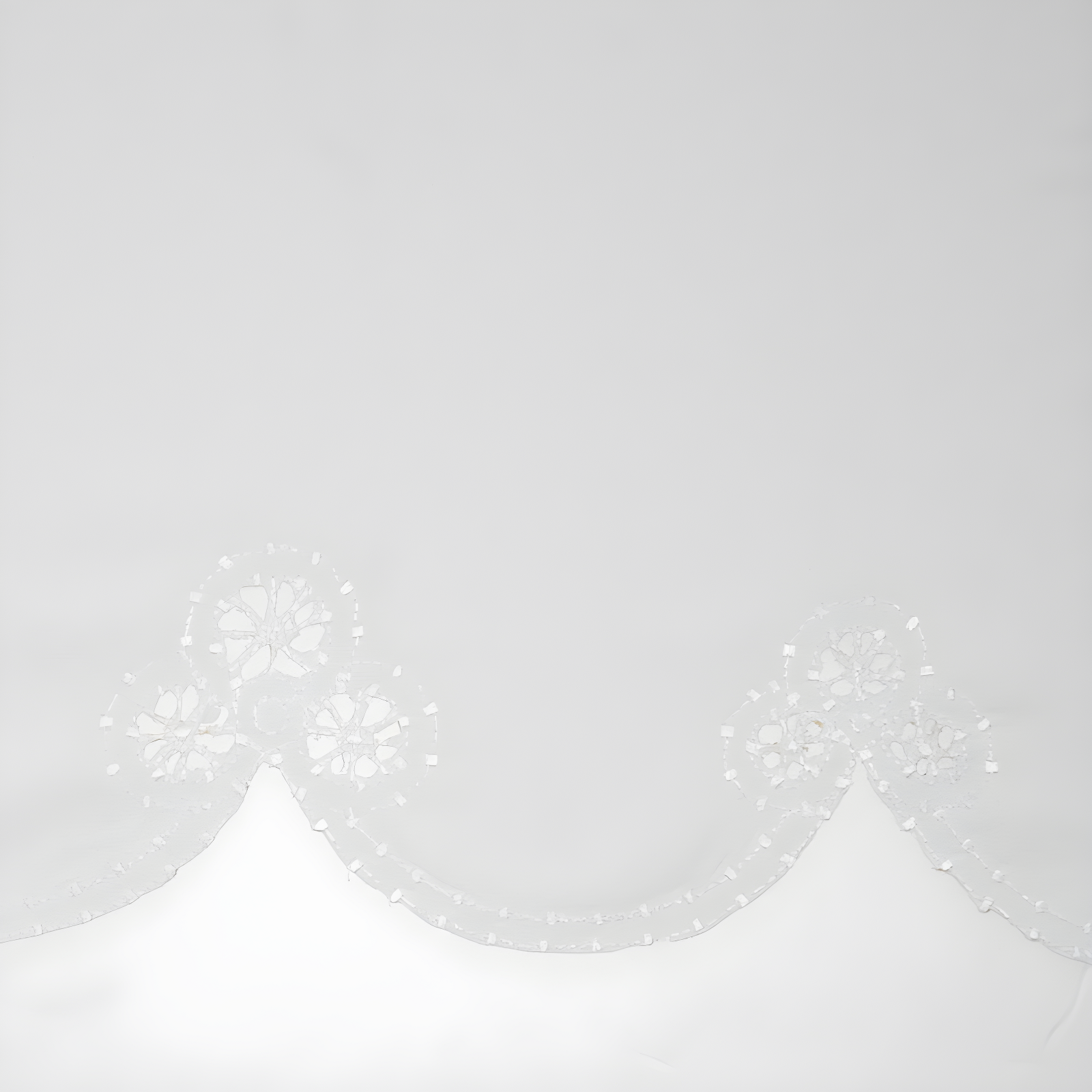 58"x14" Mariela Floral Trim Window Valance White - No. 918: Lace Rod Pocket Curtain, Botanical Pattern