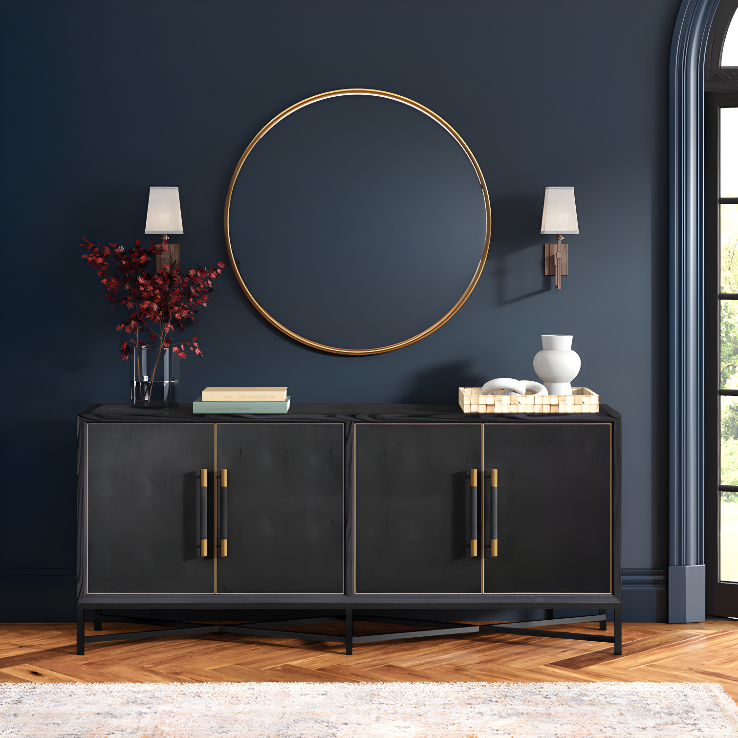Meera 76" Wide Wood Sideboard