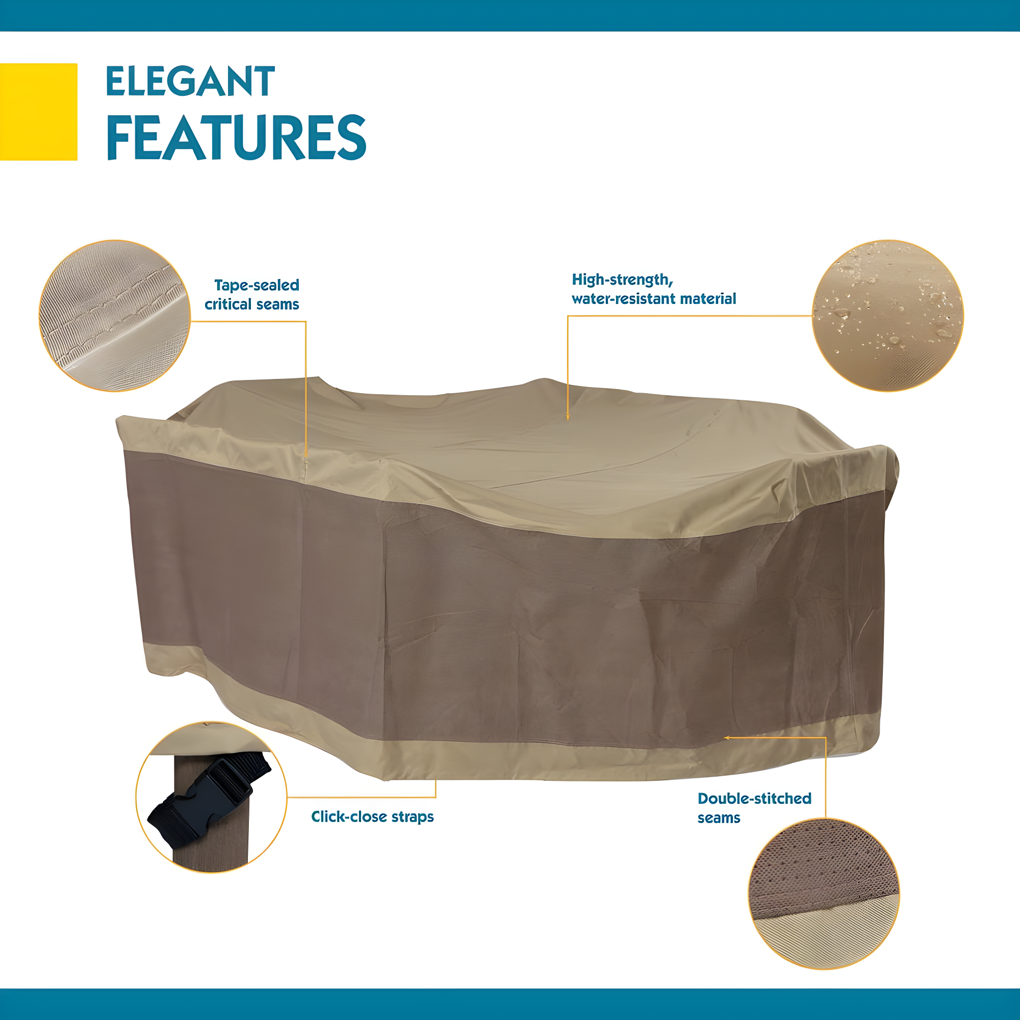 Duck Covers Elegant 109 in. Rectangle Patio Table with Chairs Cover