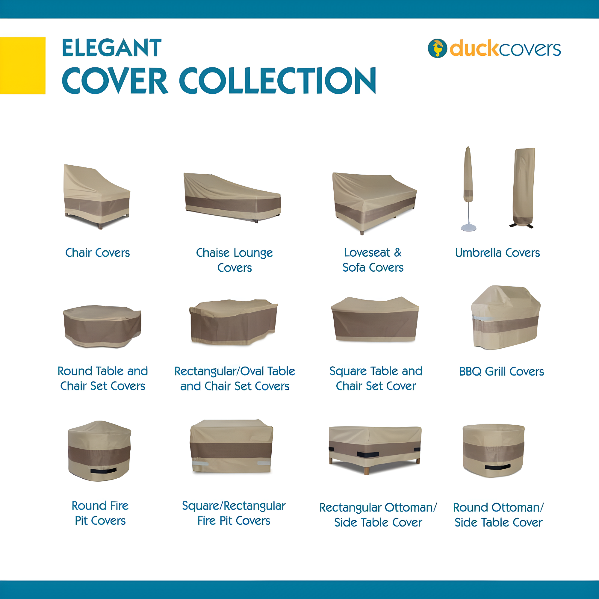 Duck Covers Elegant 109 in. Rectangle Patio Table with Chairs Cover
