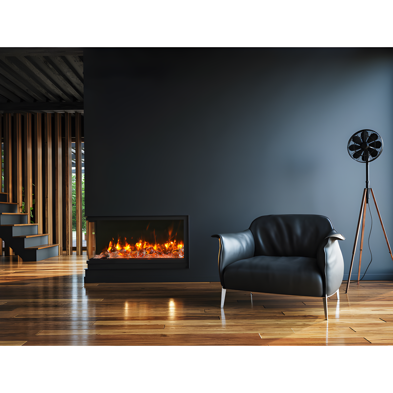 Amantii 72-TRU-VIEW-XL XT – 72″ Wide X 22″ In Height –3 Sided Glass / Indoor Or Outdoor Electric Fireplace
