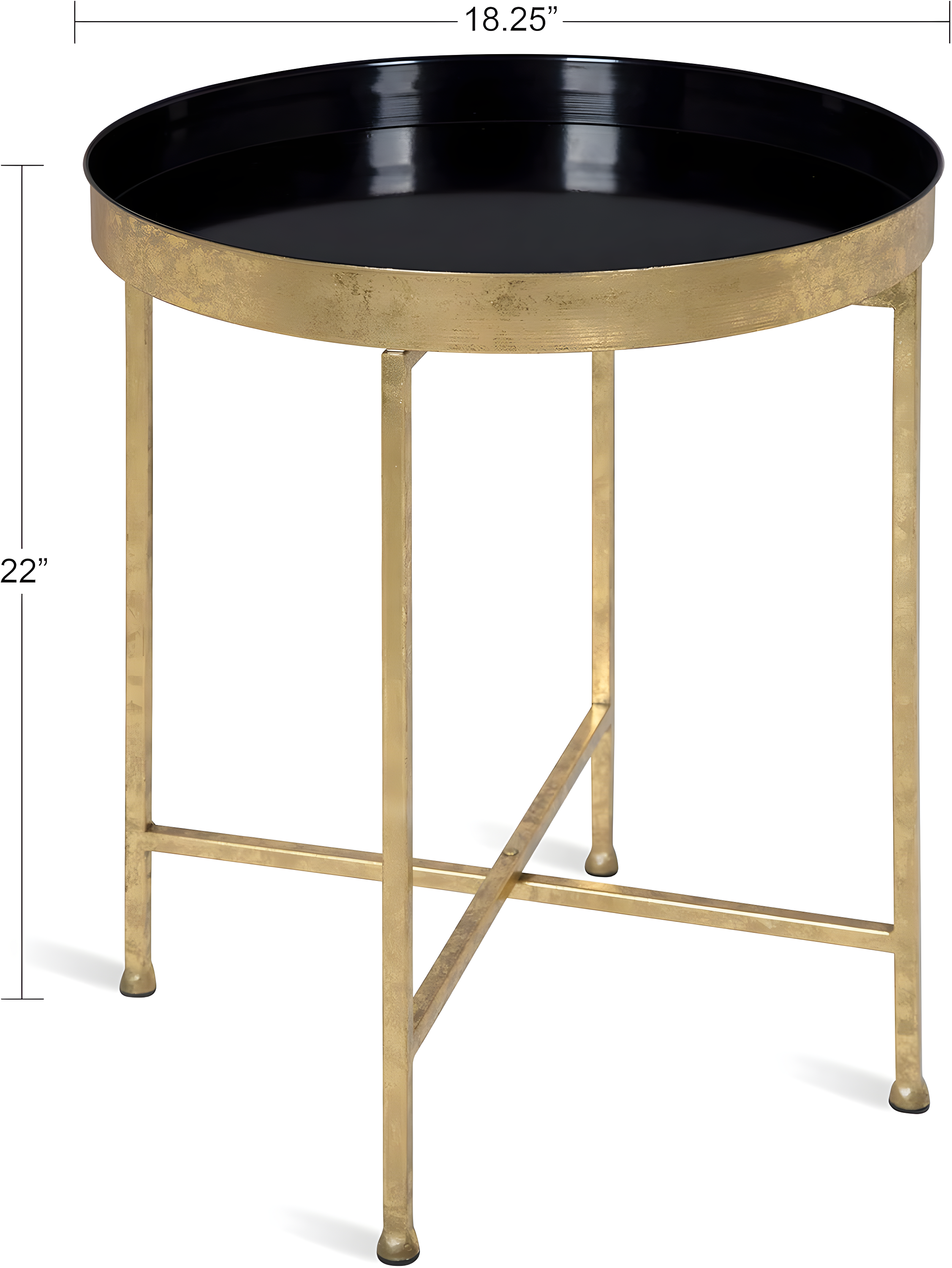 Kate and Laurel Celia Round Metal Side Table, 18.25x18.25x22, Black and Gold