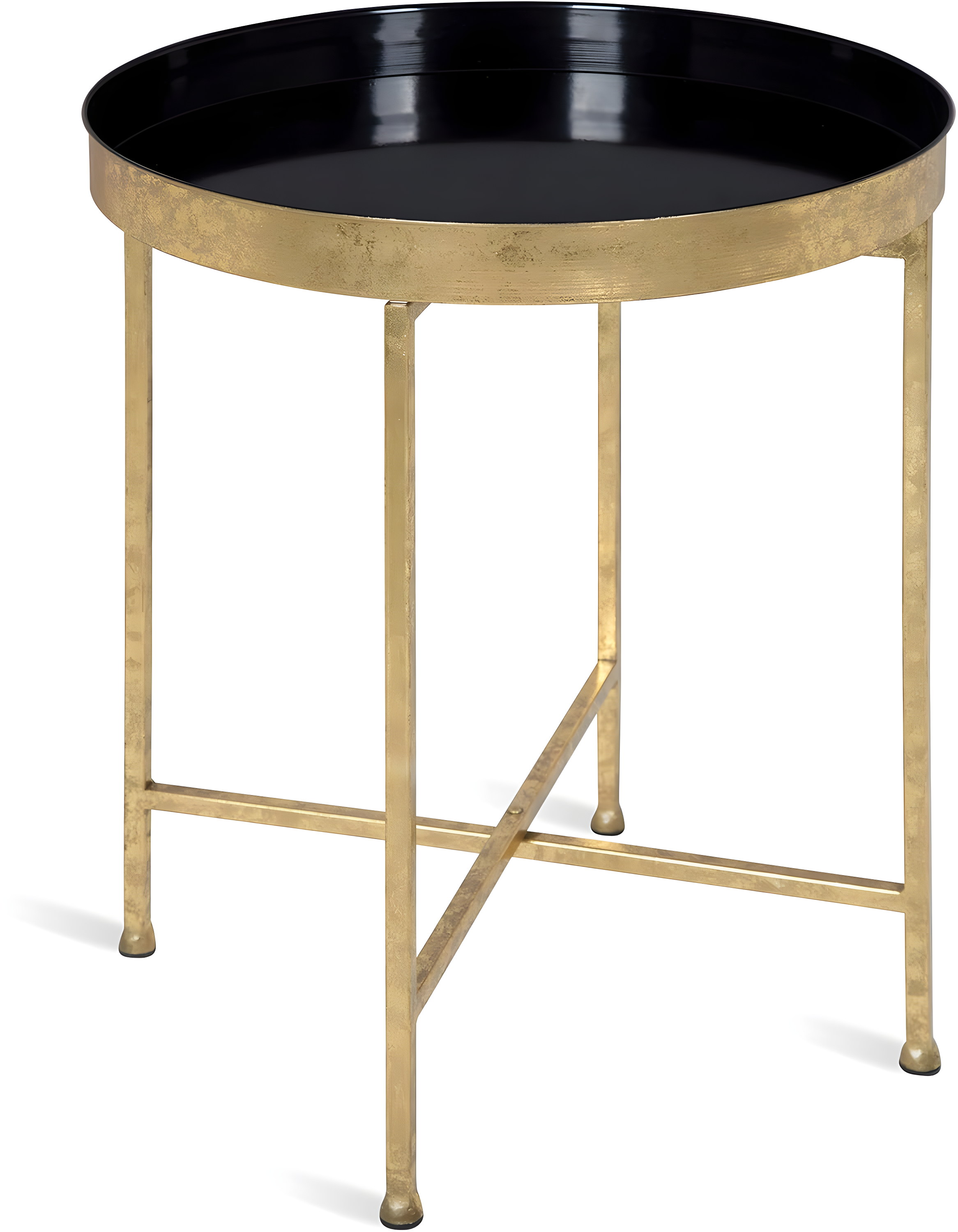 Kate and Laurel Celia Round Metal Side Table, 18.25x18.25x22, Black and Gold
