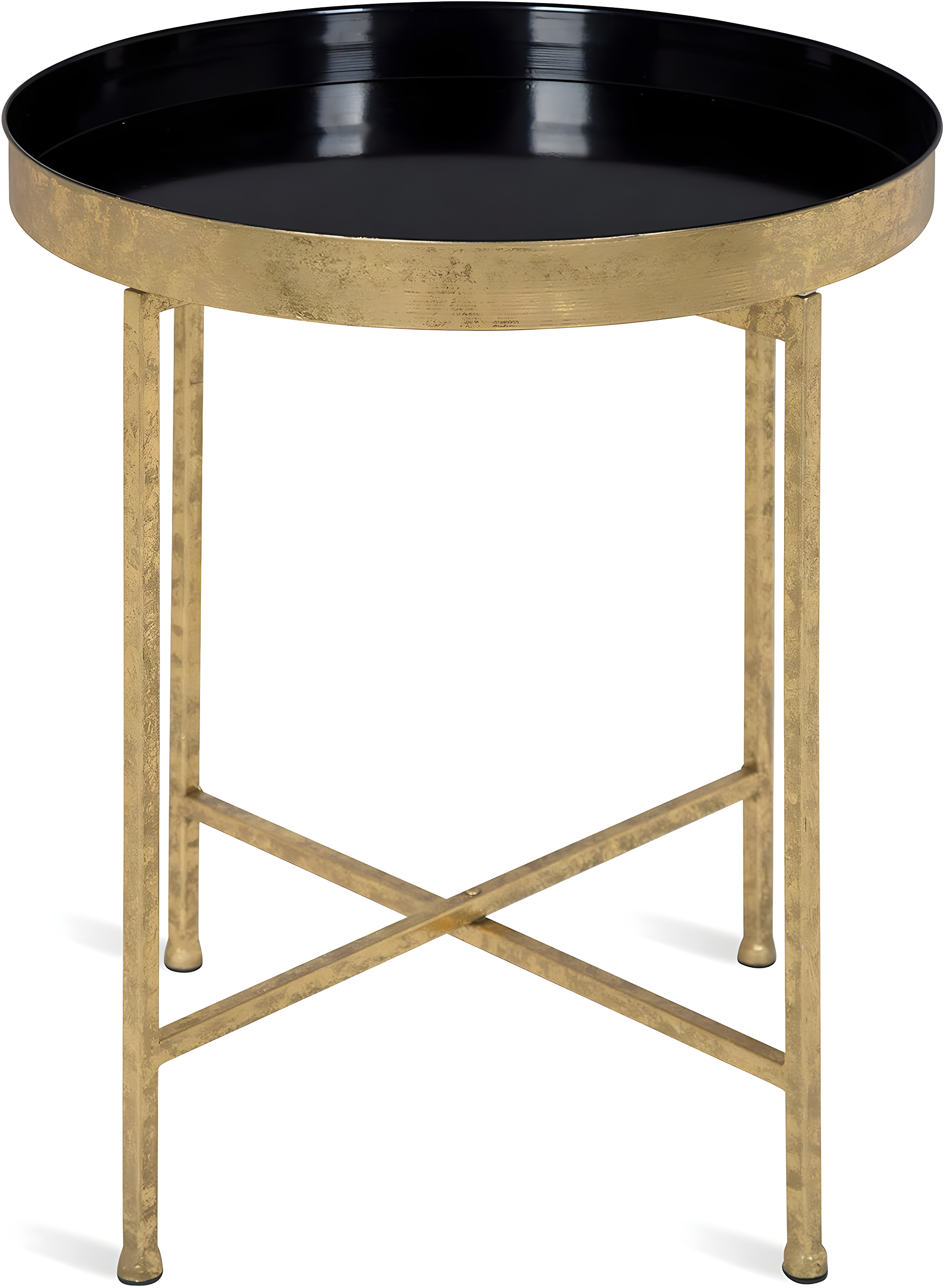 Kate and Laurel Celia Round Metal Side Table, 18.25x18.25x22, Black and Gold