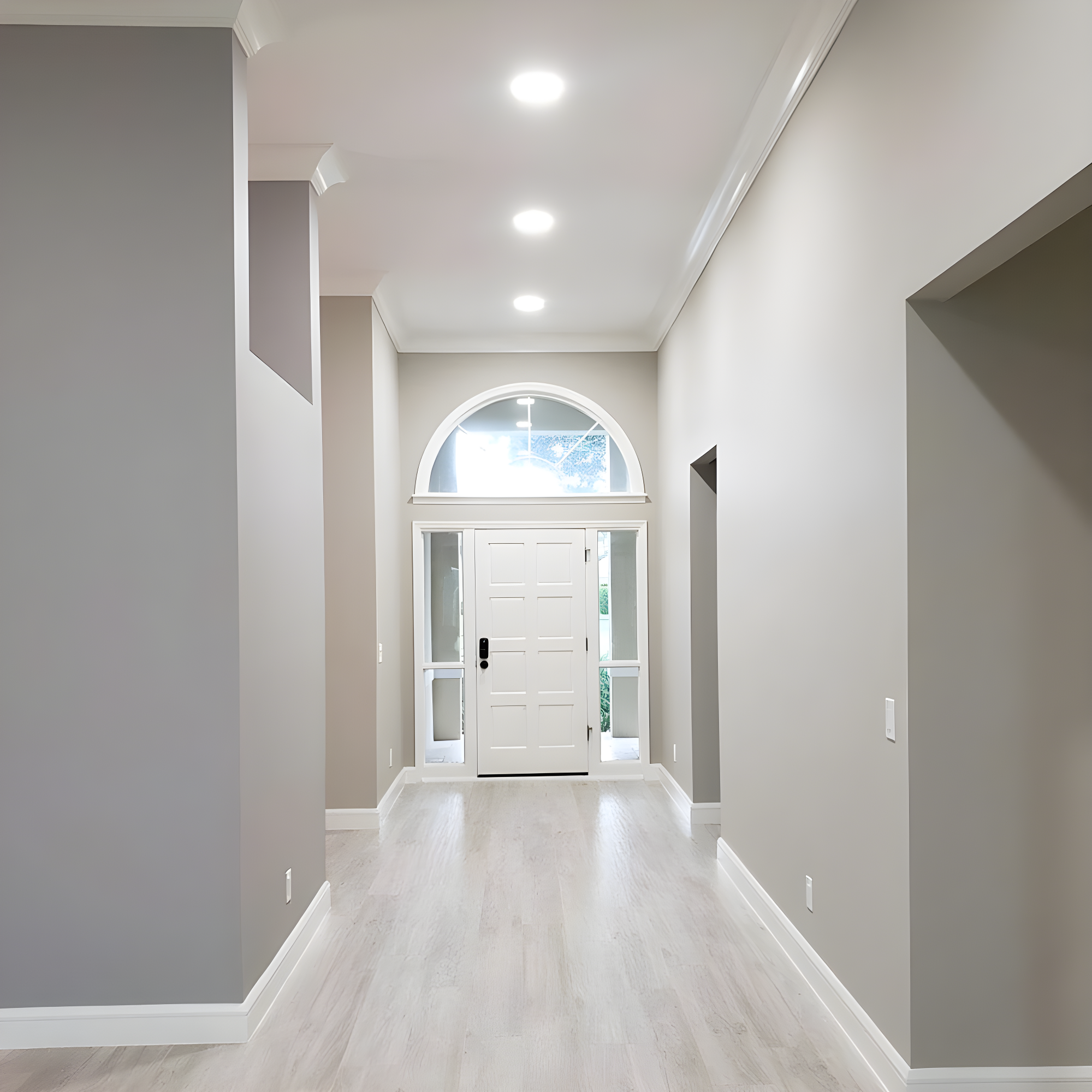 Maxxima 8 in. 5CCT Round Recessed LED Downlight, 1600 Lumens Slim Round Flat Panel Color Selectable 2700K-5000K (2700K/3000K/3500K/4000K/5000K), Dimmable, Canless IC Rated, White Trim, J-Box Included