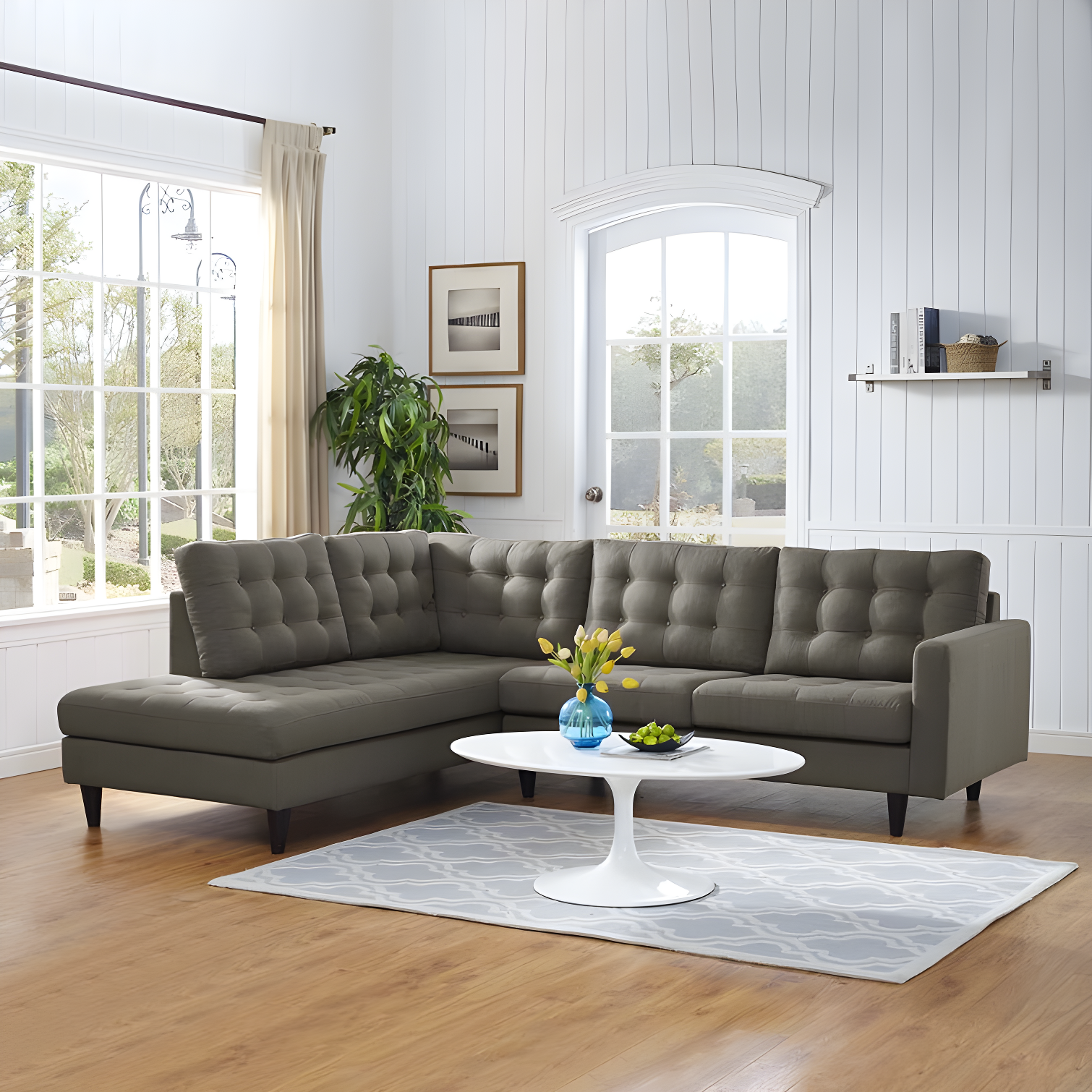 Modway Empress 2 Piece Upholstered Fabric Sectional