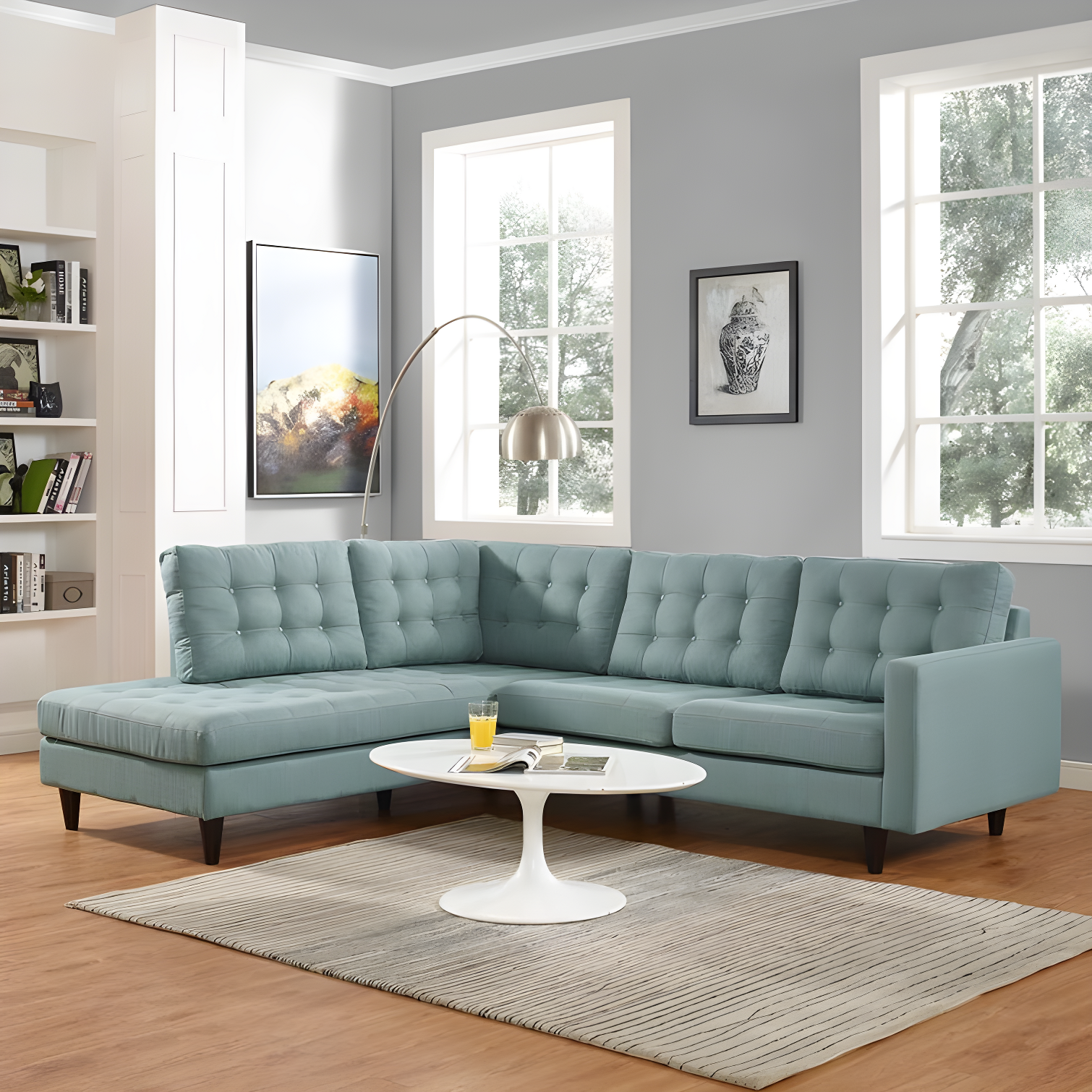 Modway Empress 2 Piece Upholstered Fabric Sectional