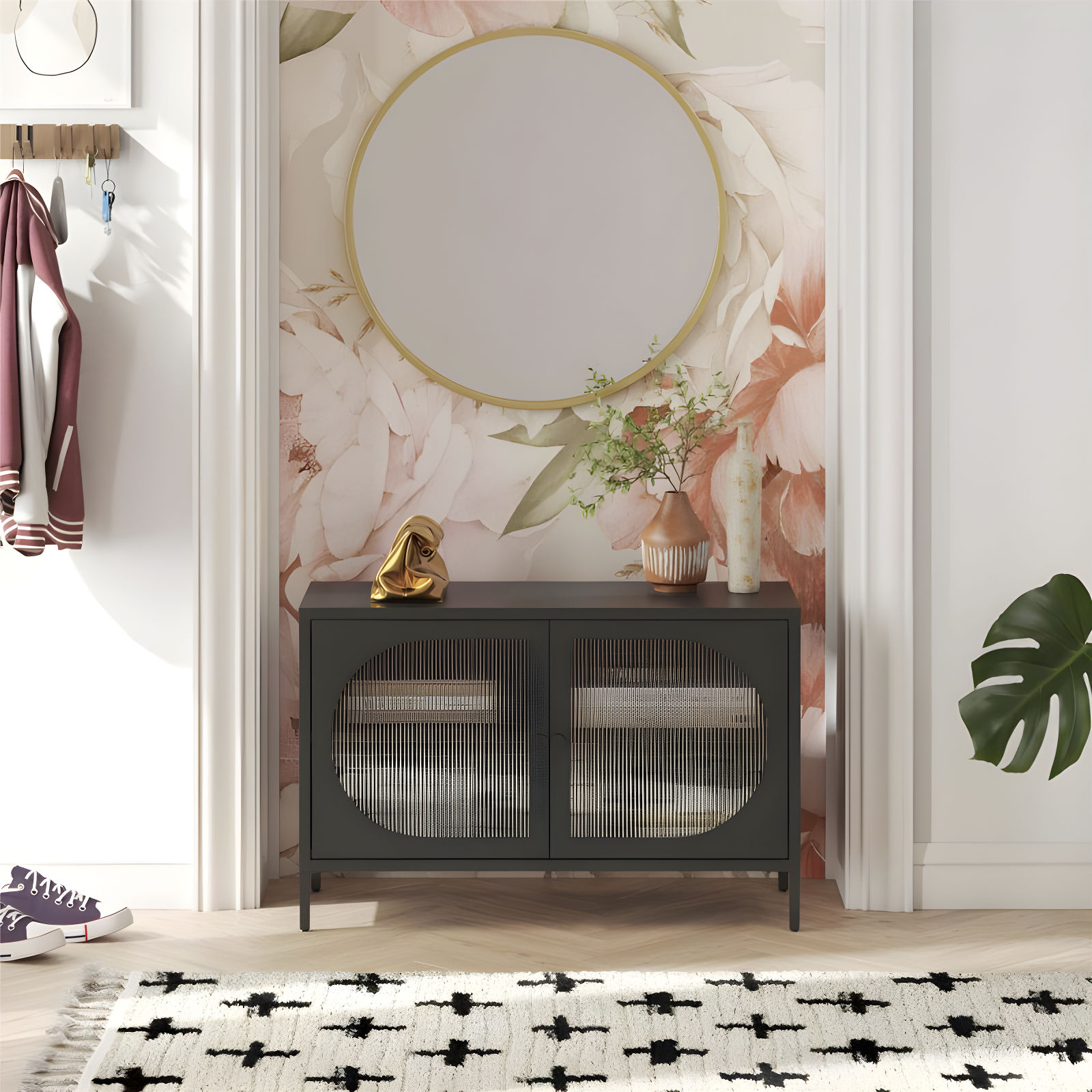Luna 25.2'' Tall Accent Cabinet with Fluted Glass