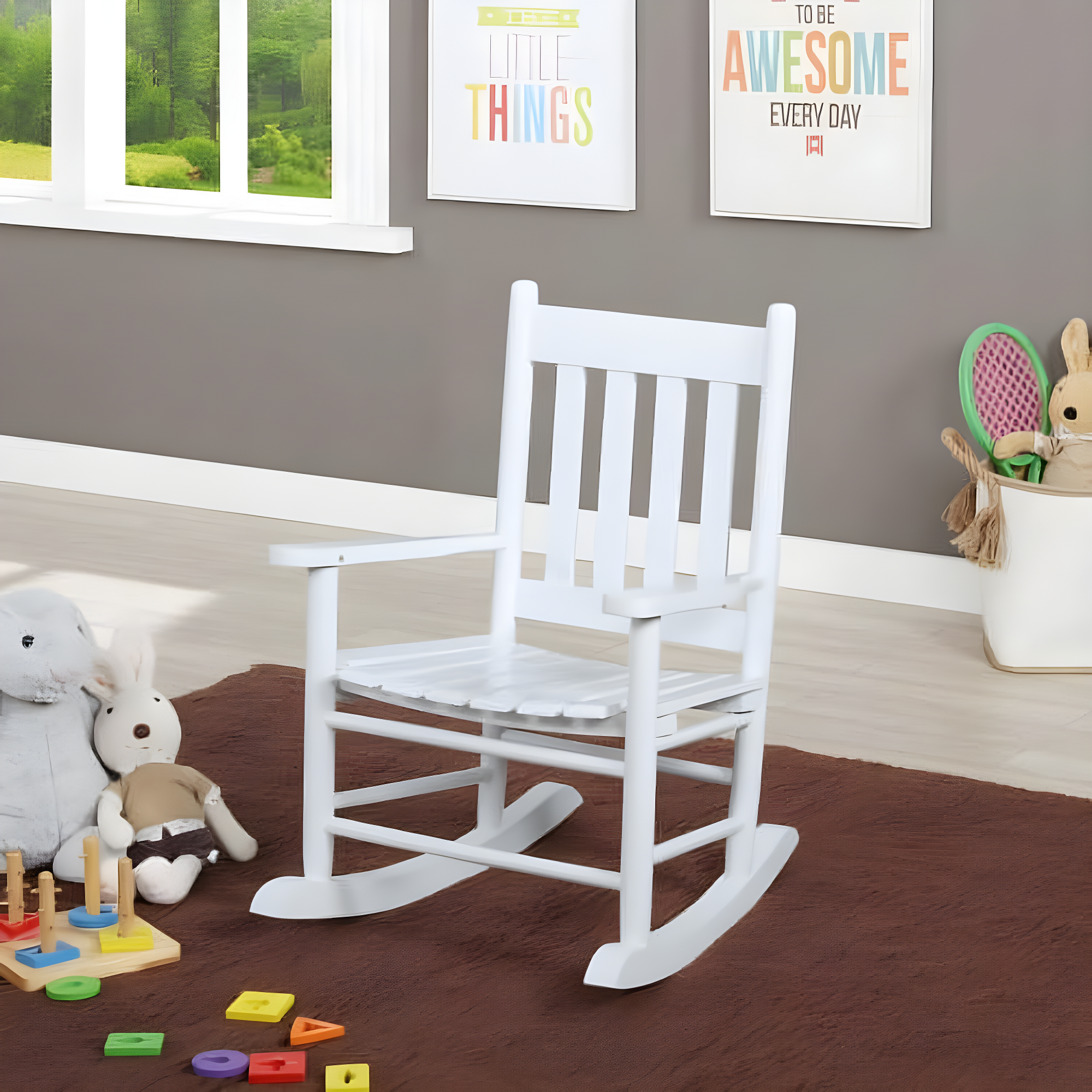 Annie Solid Wood Slat Back Youth Rocking Accent Chair White - Coaster
