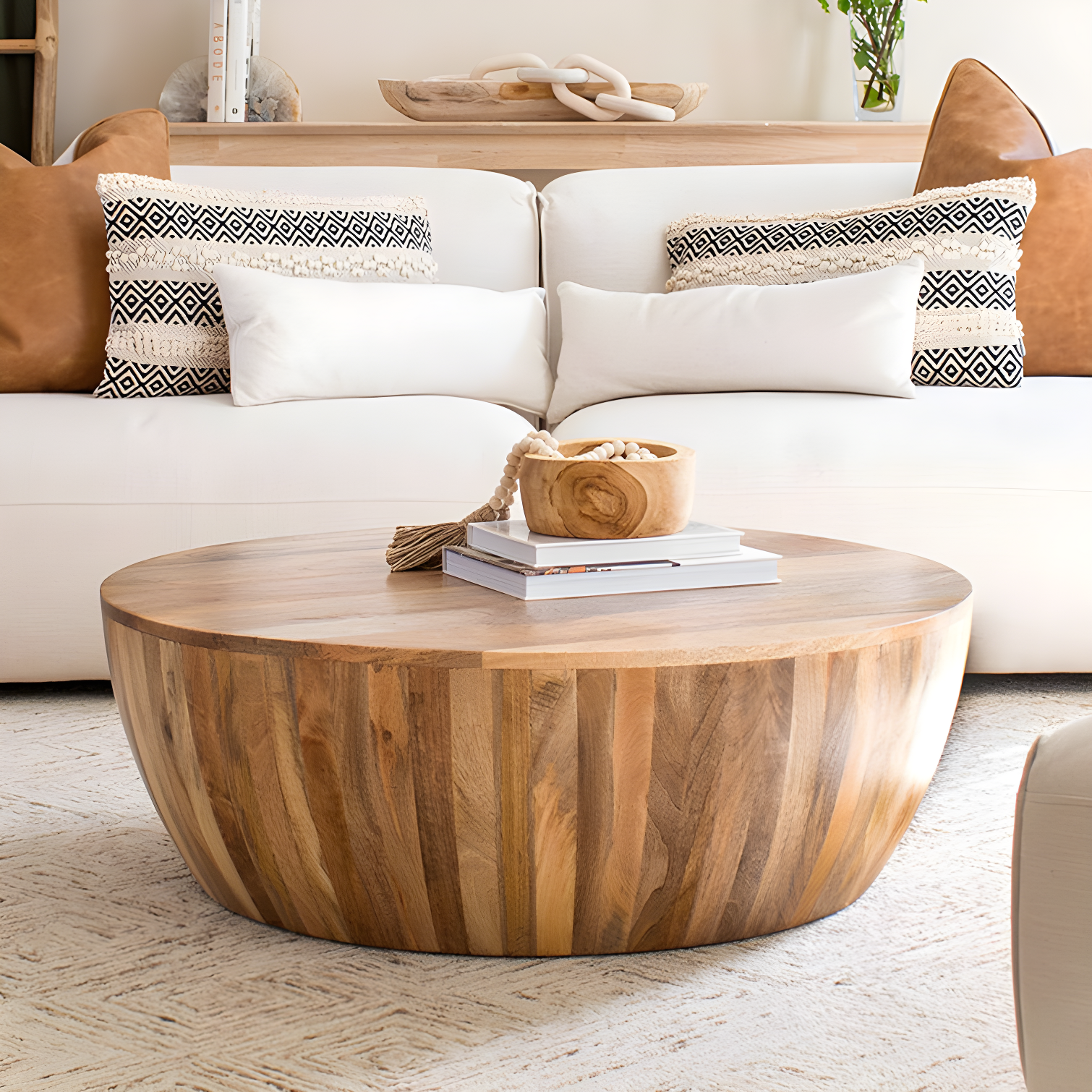 Vivenne Mango Wood Drum Coffee Table