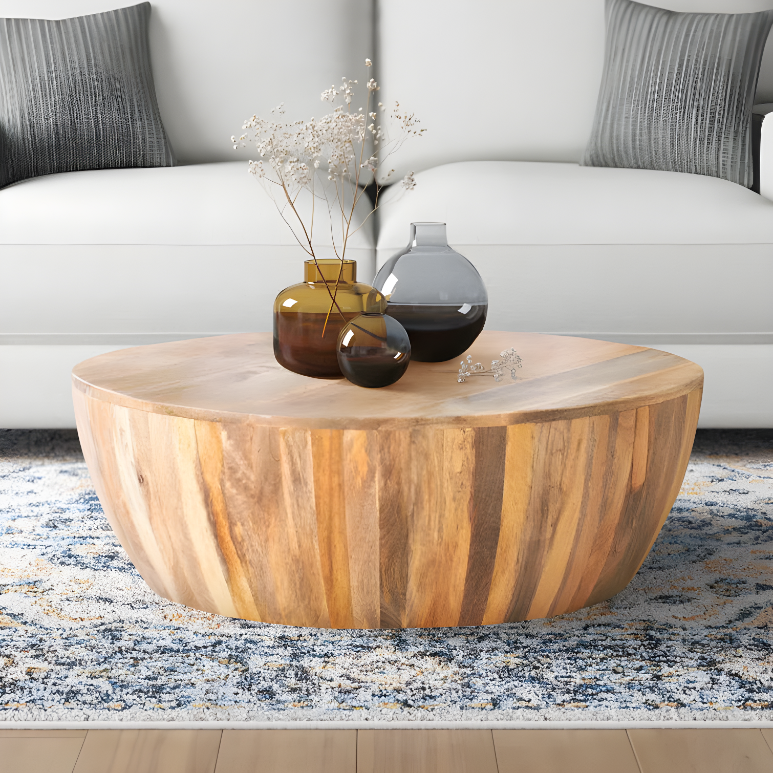 Vivenne Mango Wood Drum Coffee Table