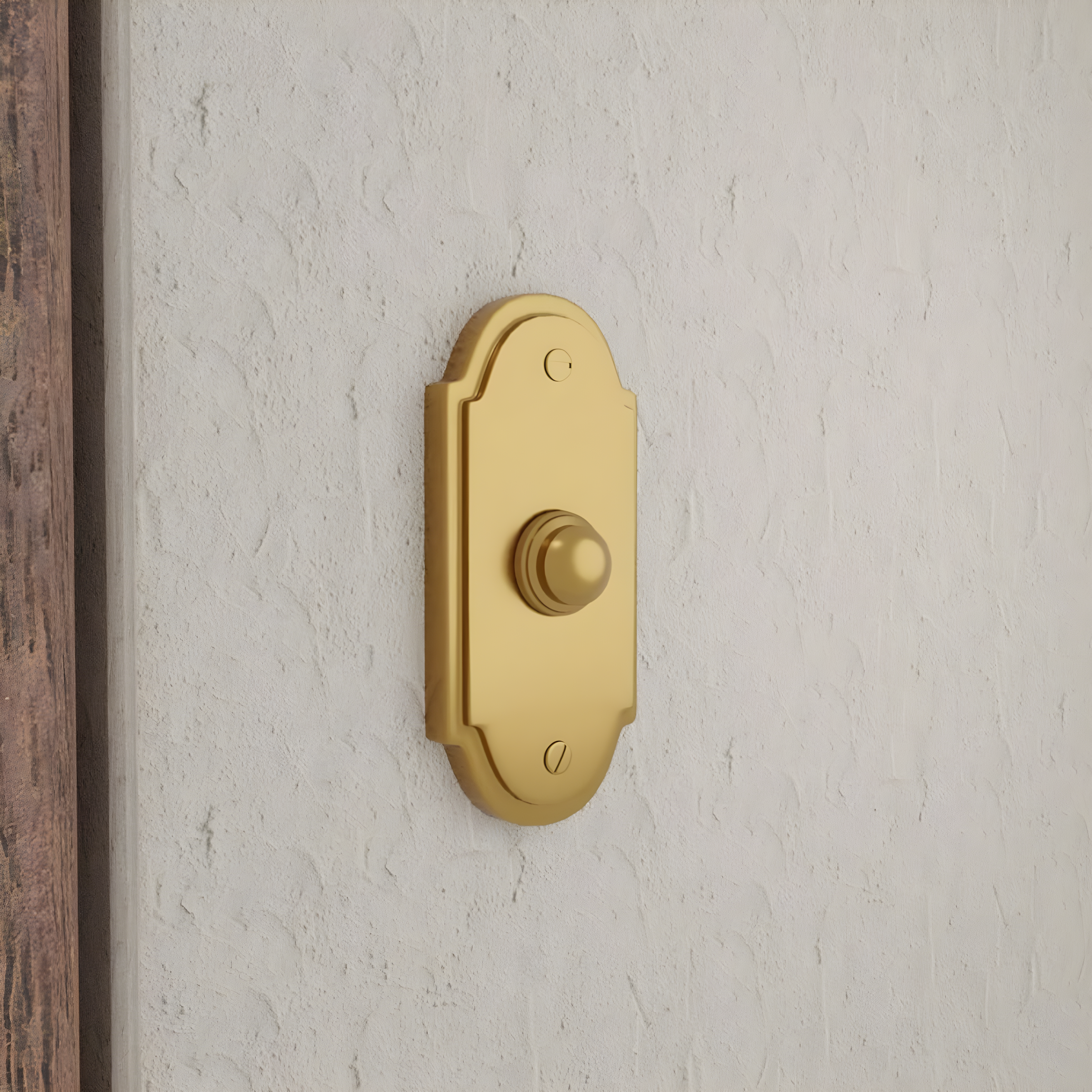 Wired Brass Door Bell Push Button 4" L Lacquered Finish
