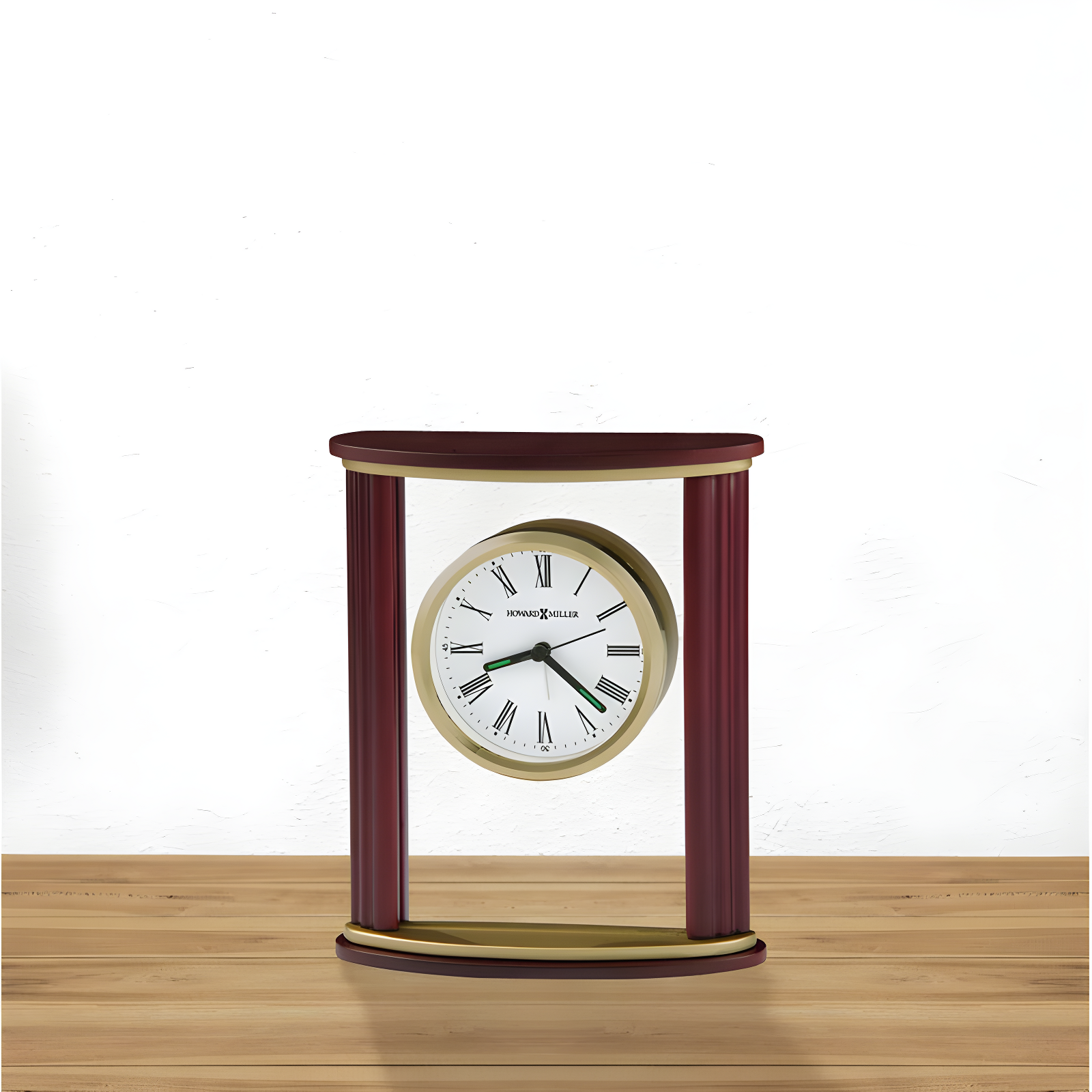 Victor Traditional Roman Numeral Rosewood Wood Quartz Movement / Crystal Tabletop Clock with Alarm in Brown/Brass