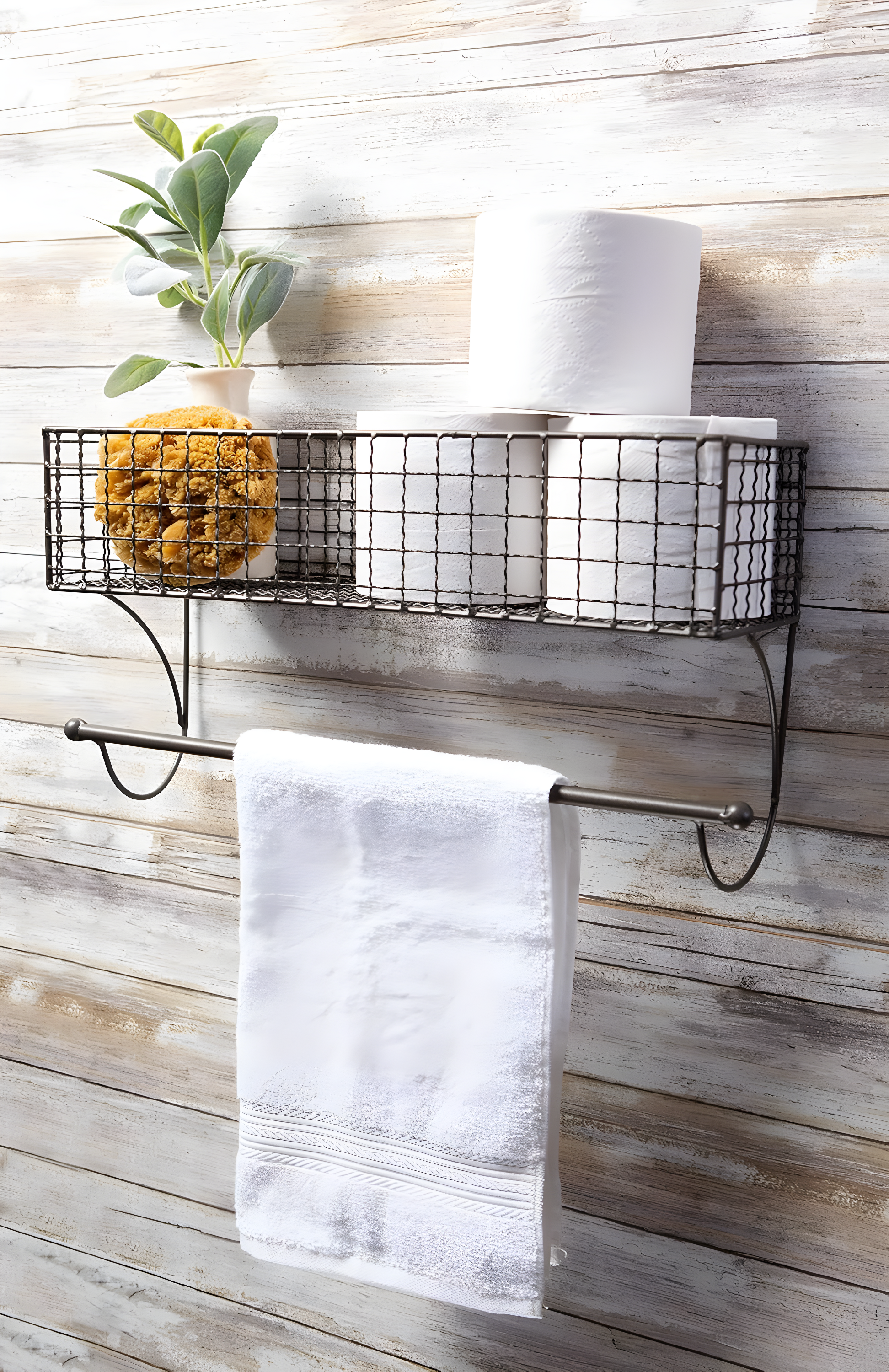 Design Imports Large Grey Farmhouse Towel Rack