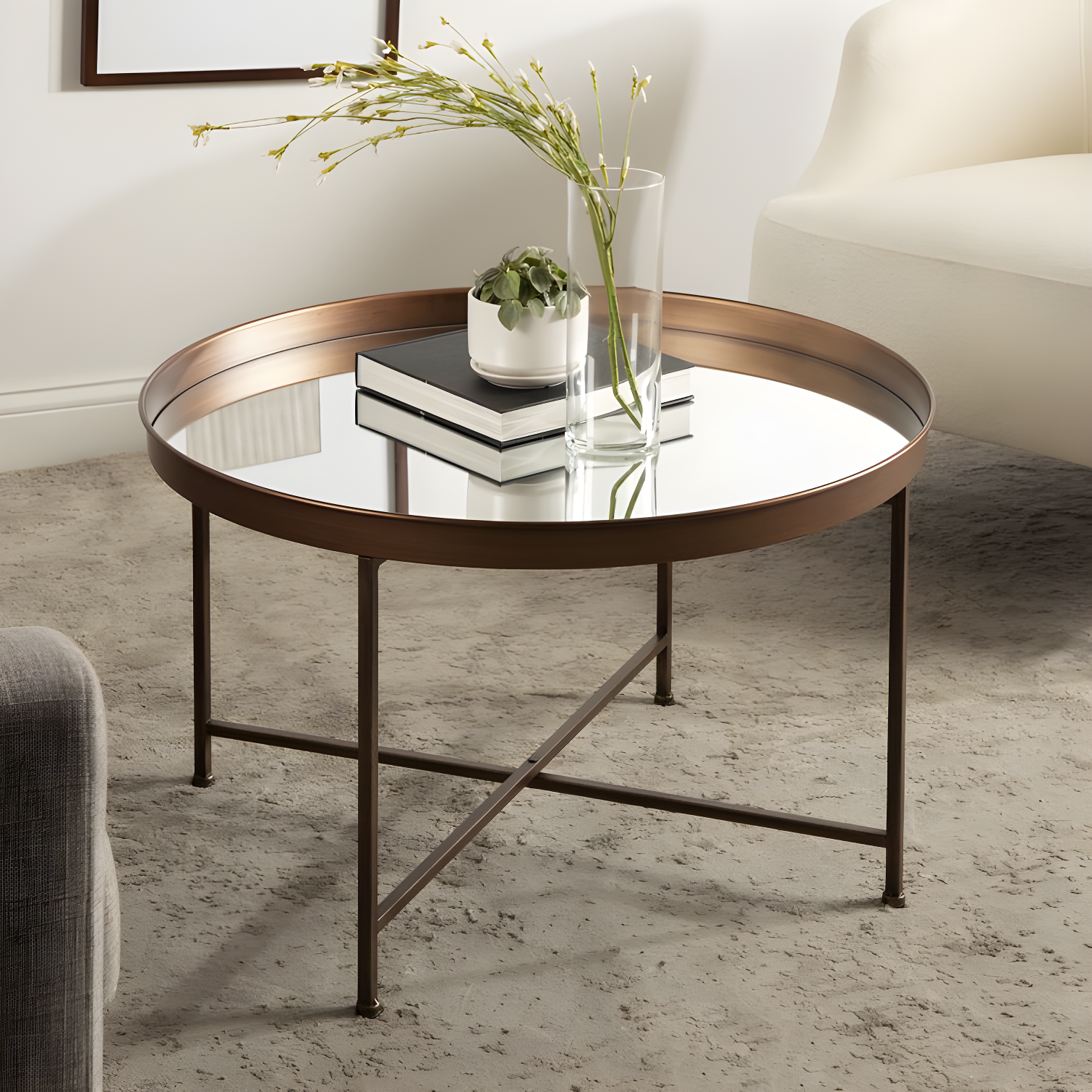 Kate and Laurel Celia Round Metal Coffee Table, 28.25x28.25x19, Bronze