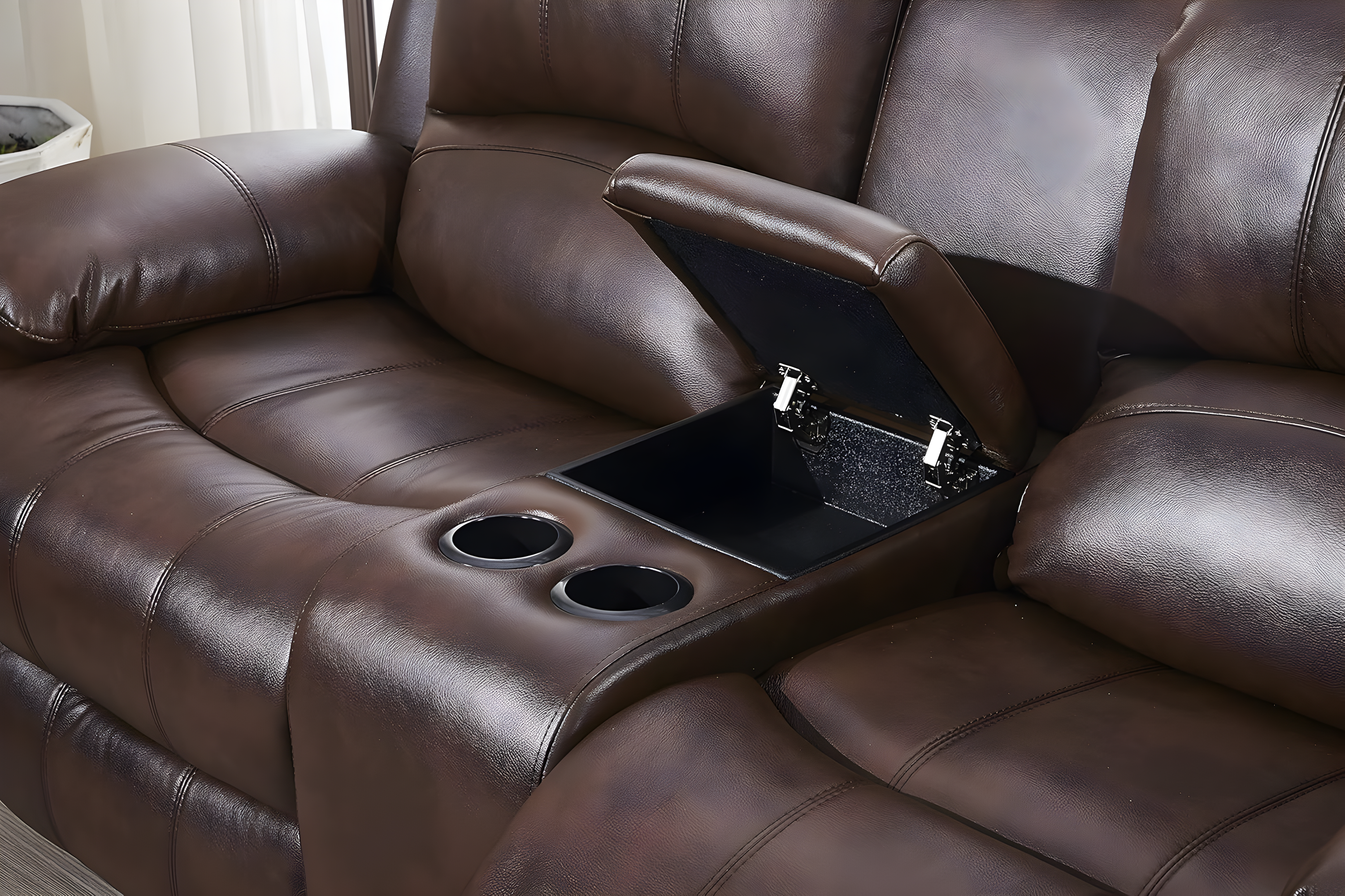 Betsy Furniture Loveseat Brown Faux Leather Sofa Set