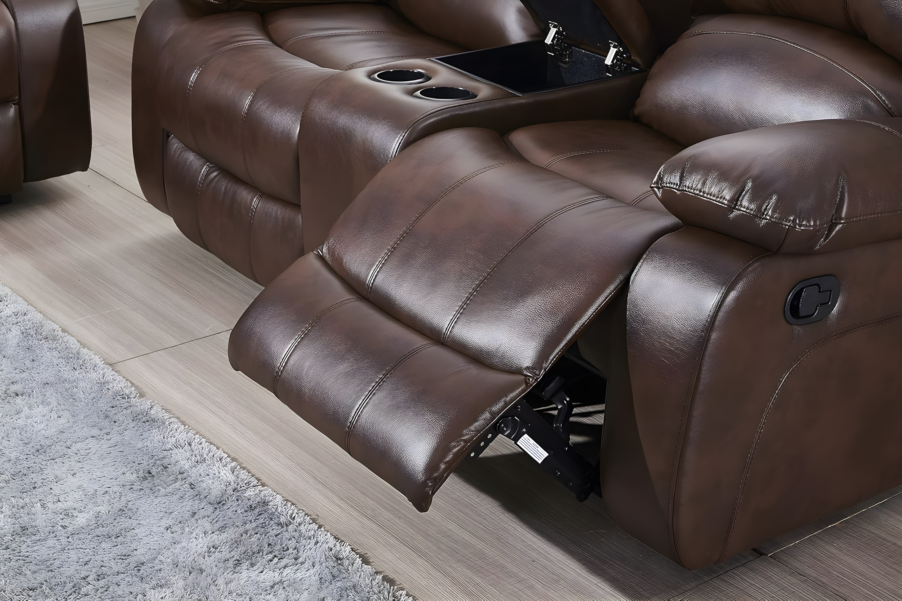 Betsy Furniture Loveseat Brown Faux Leather Sofa Set