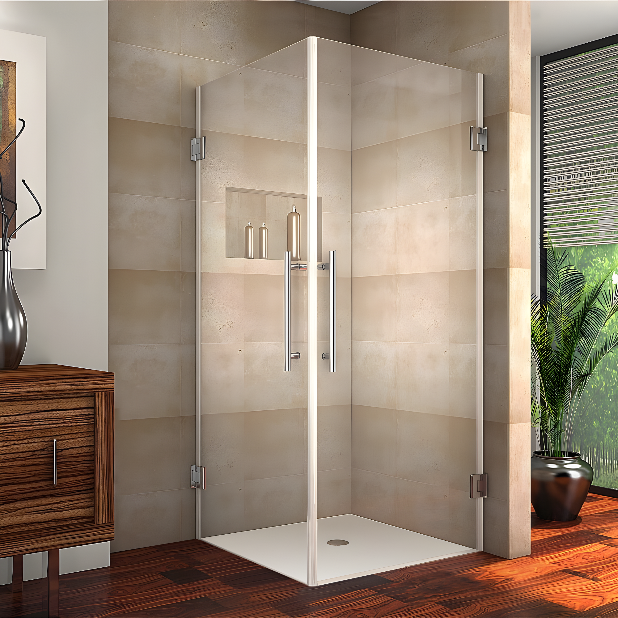 Aston Sen989-30-10 Vanora 30" Wide X 30" Deep X 72" High Frameless Hinged Shower Enclosure