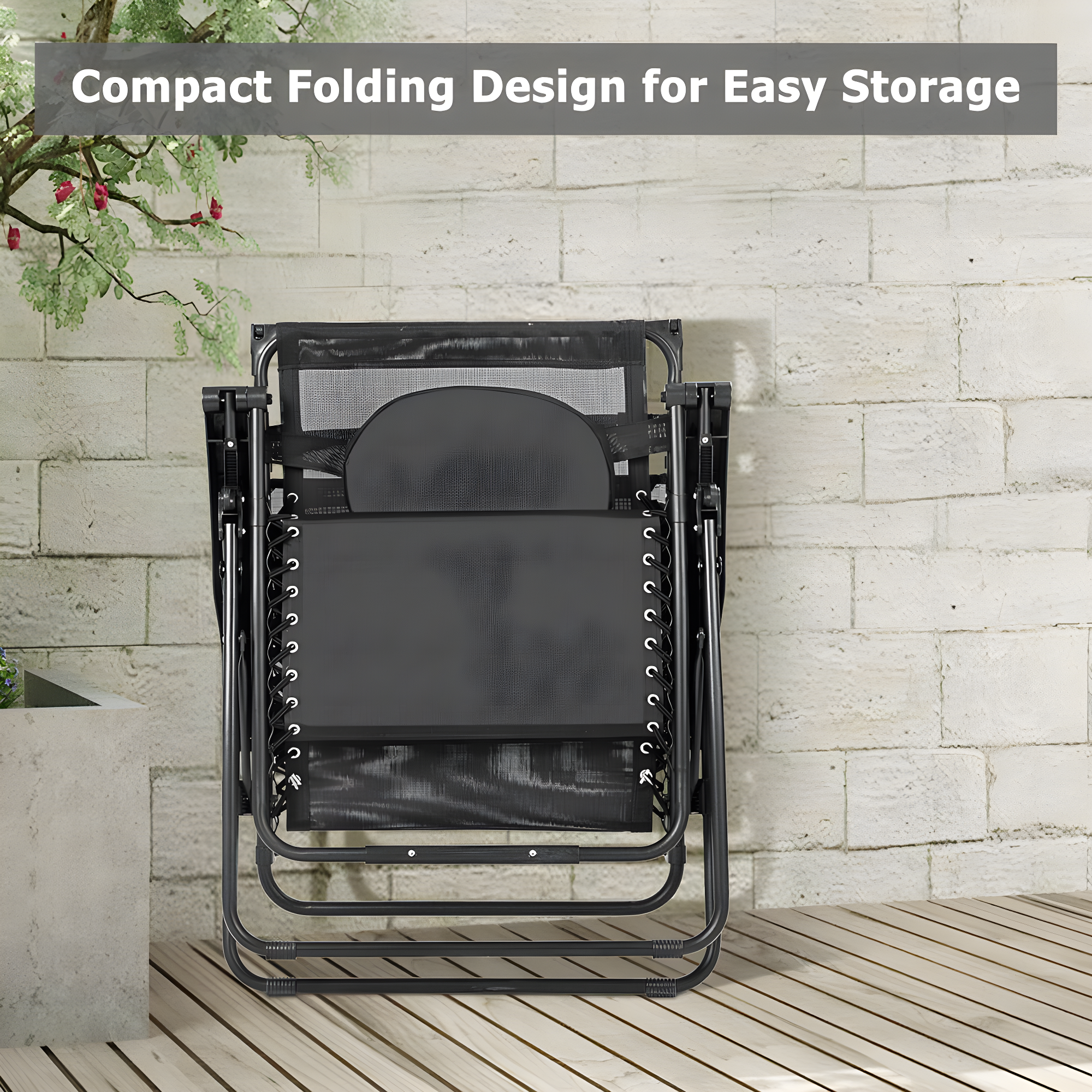 Arlmont & Co. Outdoor Folding Recliner Lounge Chair with Shade Canopy And Cup Holder