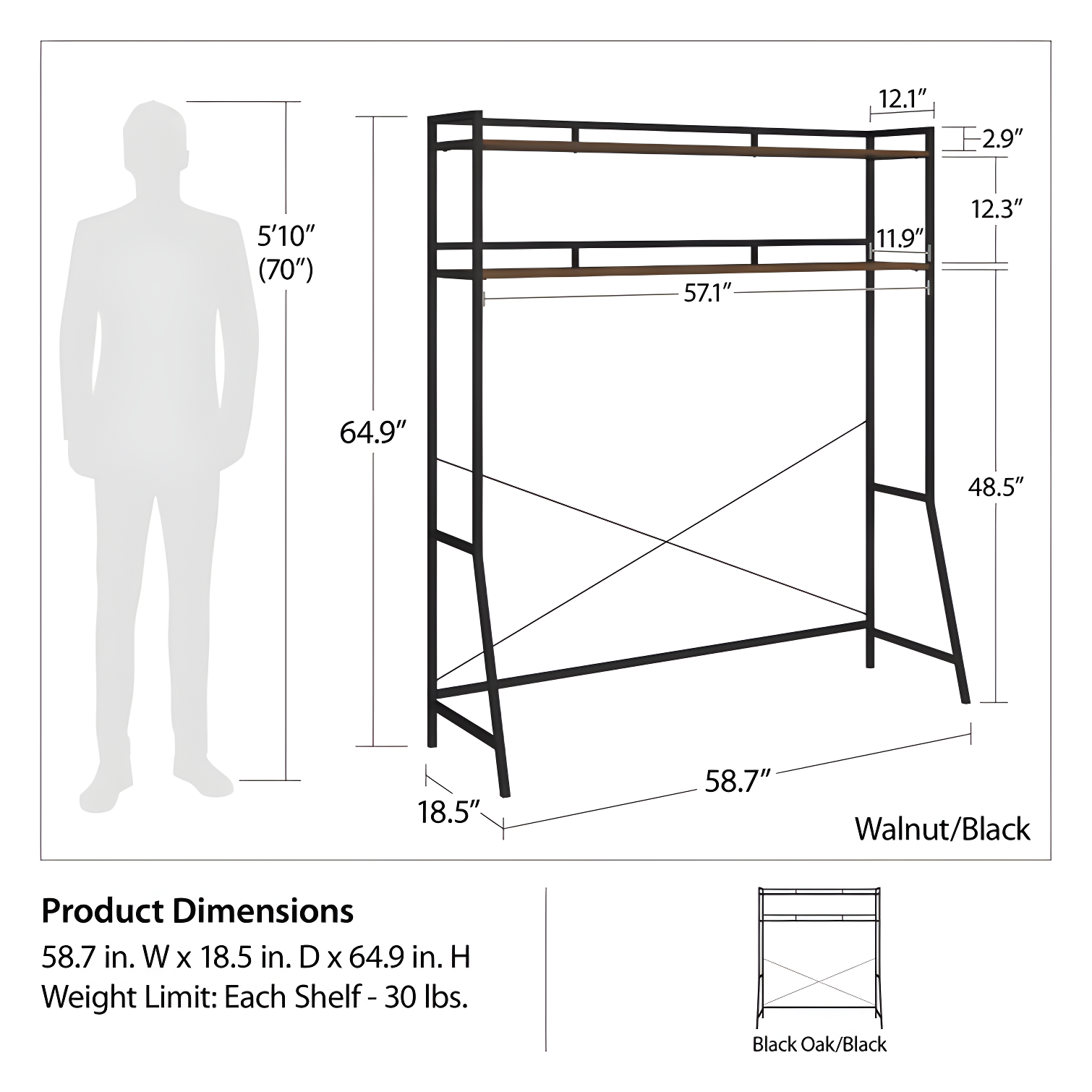 Novogratz Beverly Over-The-Bed Storage Shelves for Twin & XL Twin Beds