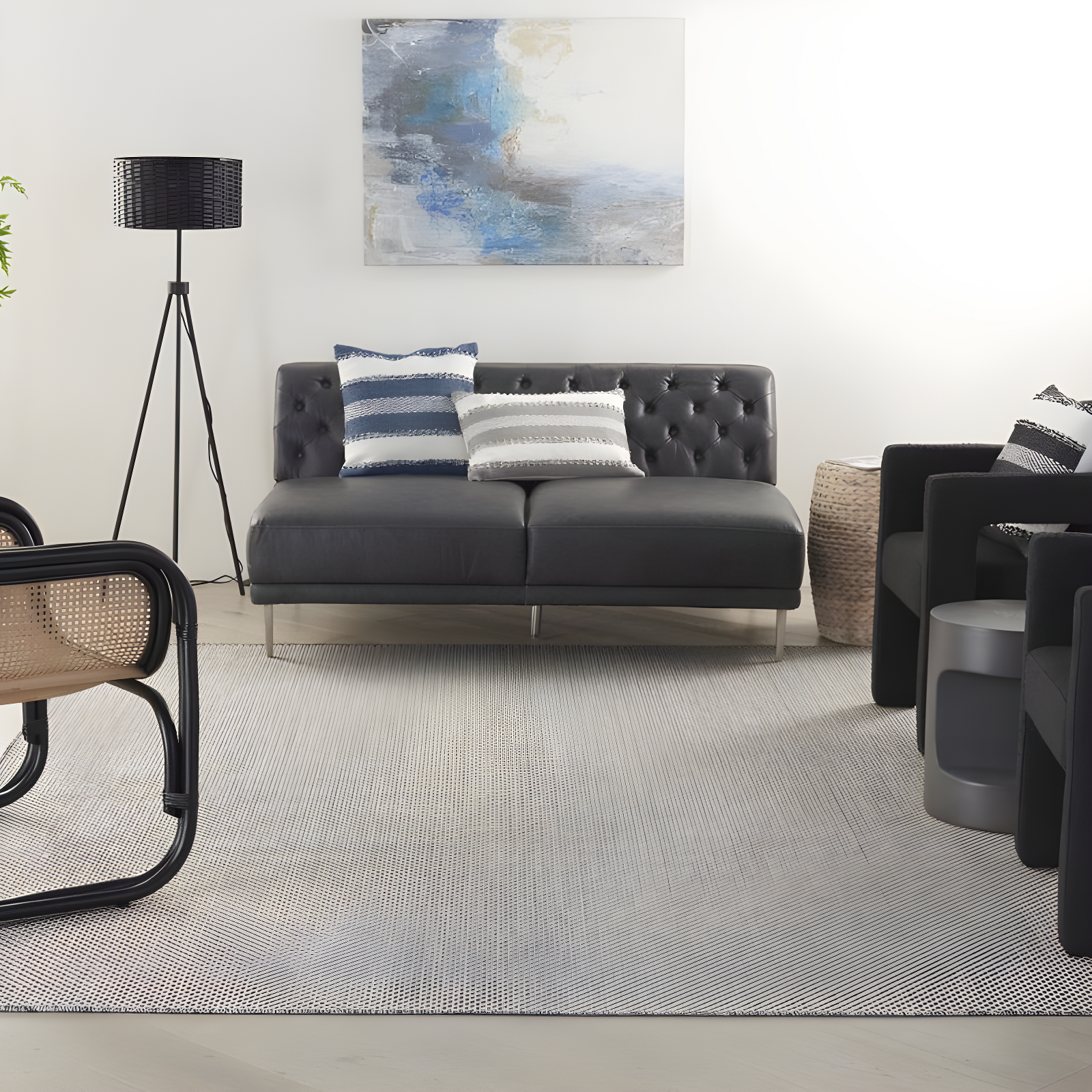 Nourison Courtyard COU01 Indoor/outdoor Area Rug - Ivory Charcoal 7' x 10'