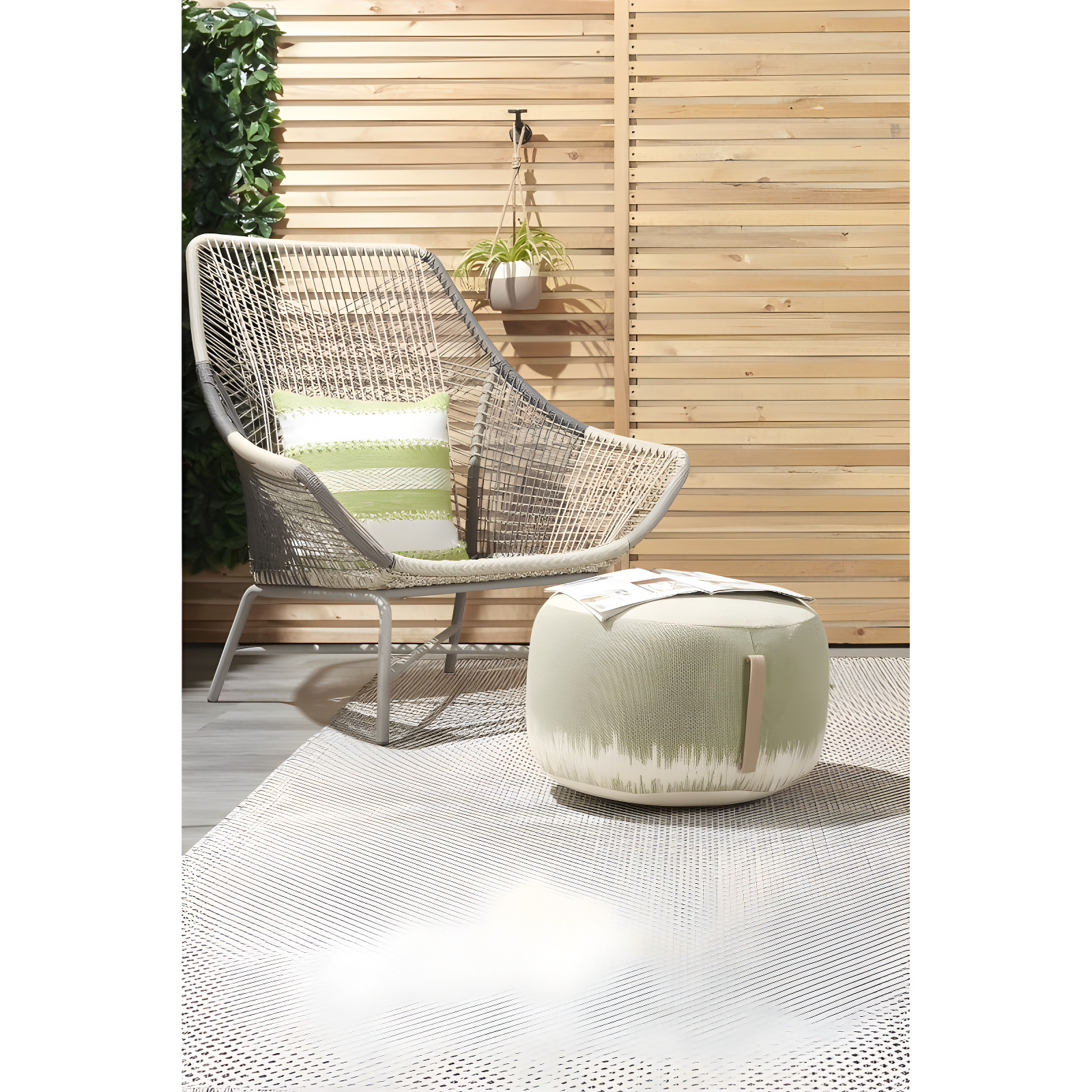 Nourison Courtyard COU01 Indoor/outdoor Area Rug - Ivory Charcoal 7' x 10'
