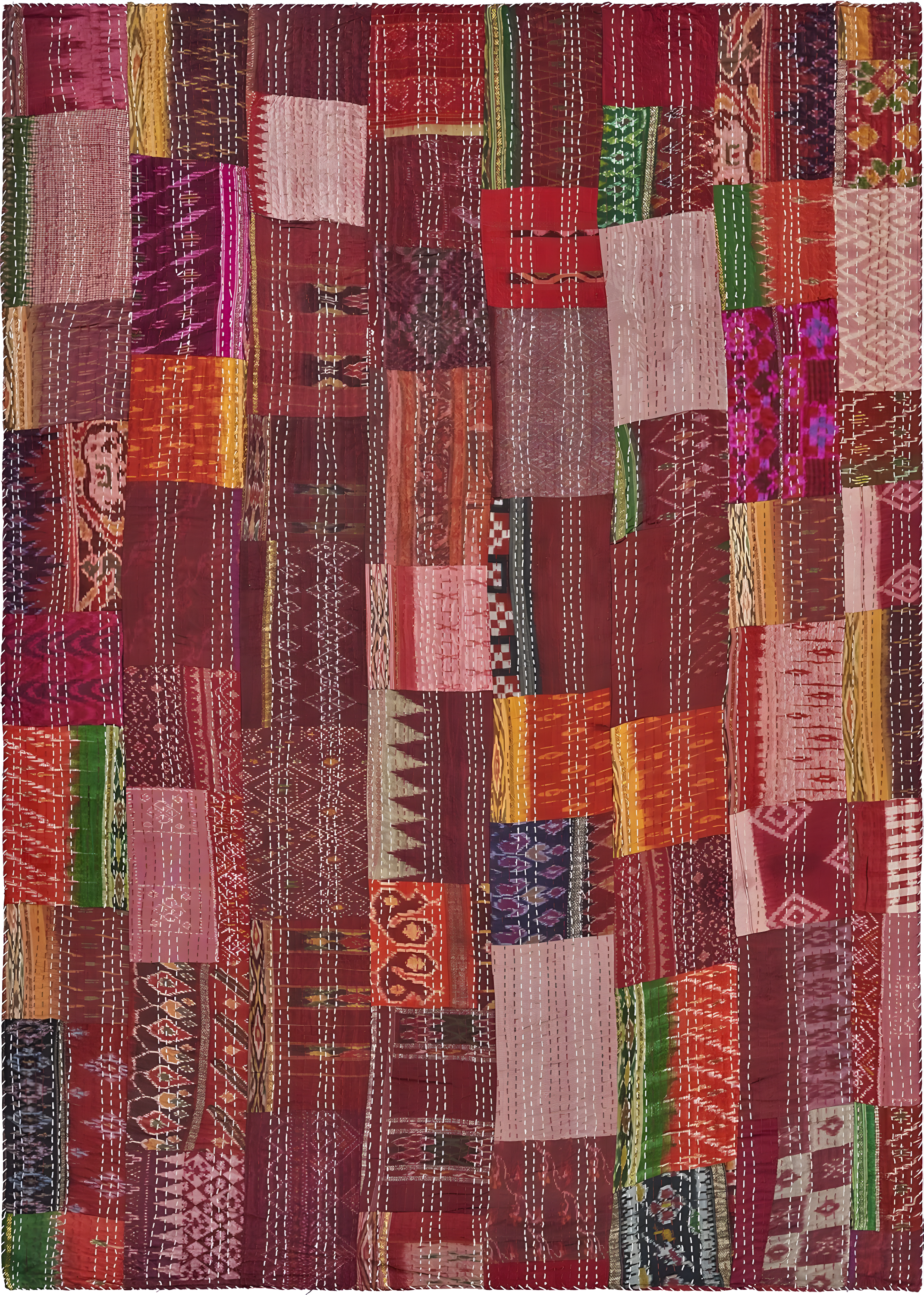 Rajani Home Handmade Kantha Silk Blend Throw Blanket