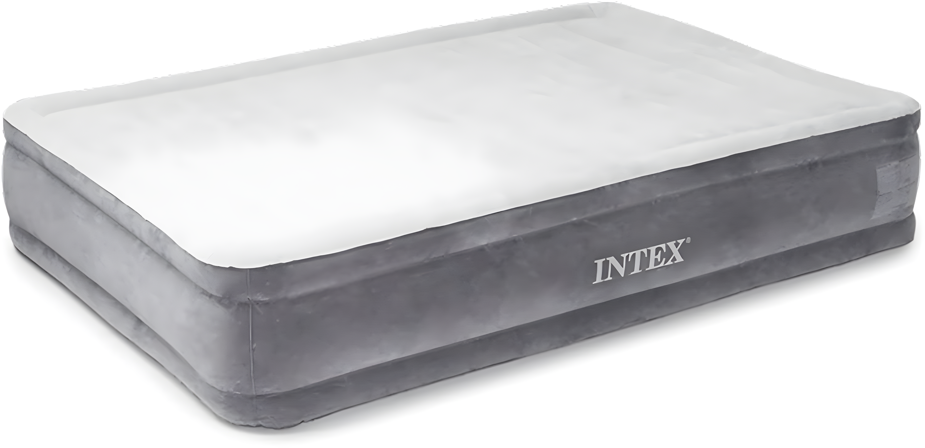 Full Gray and White Inflatable Raised Airbed with Pump
