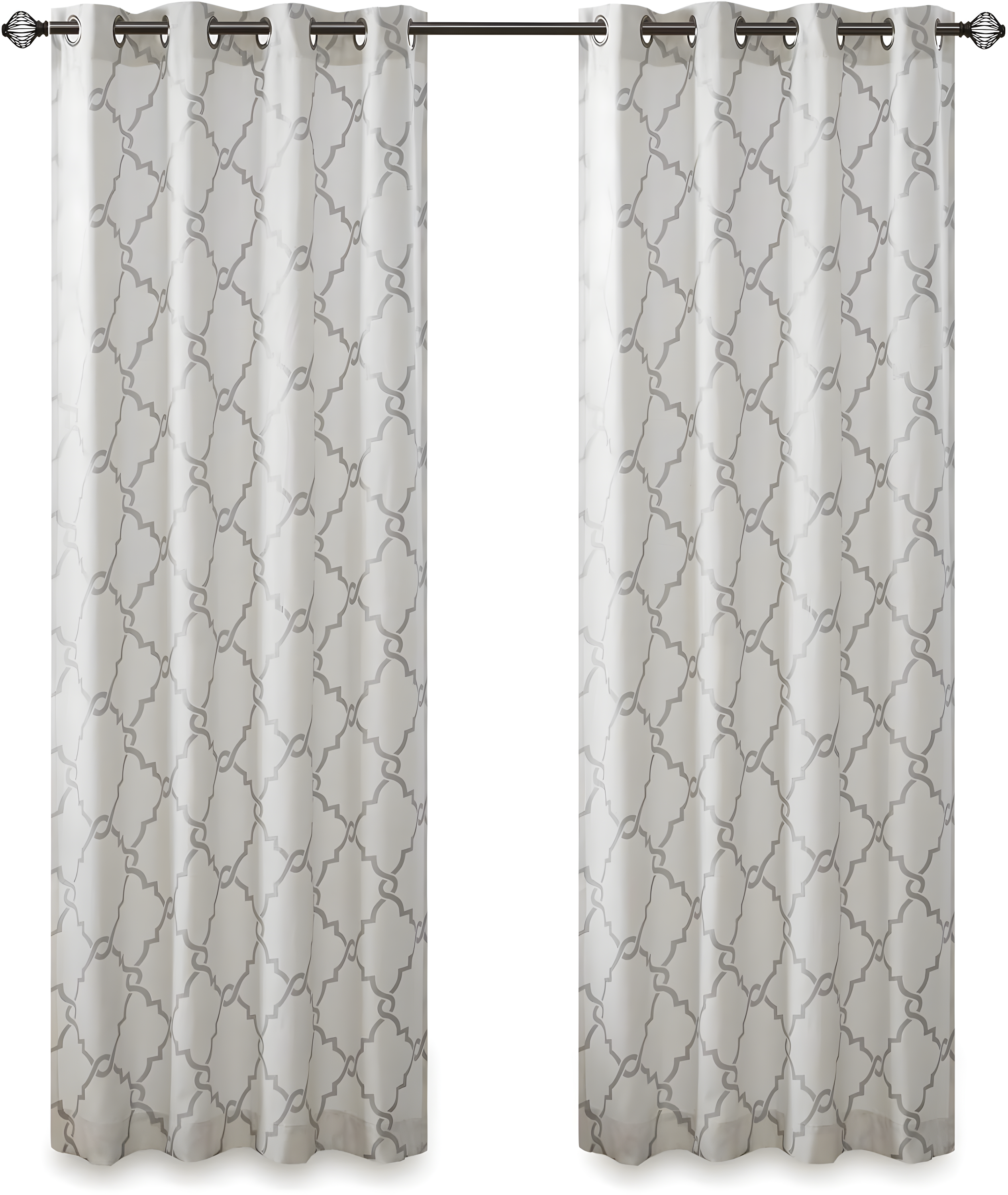 Fretwork Print Grommet Top Window Curtain Panel