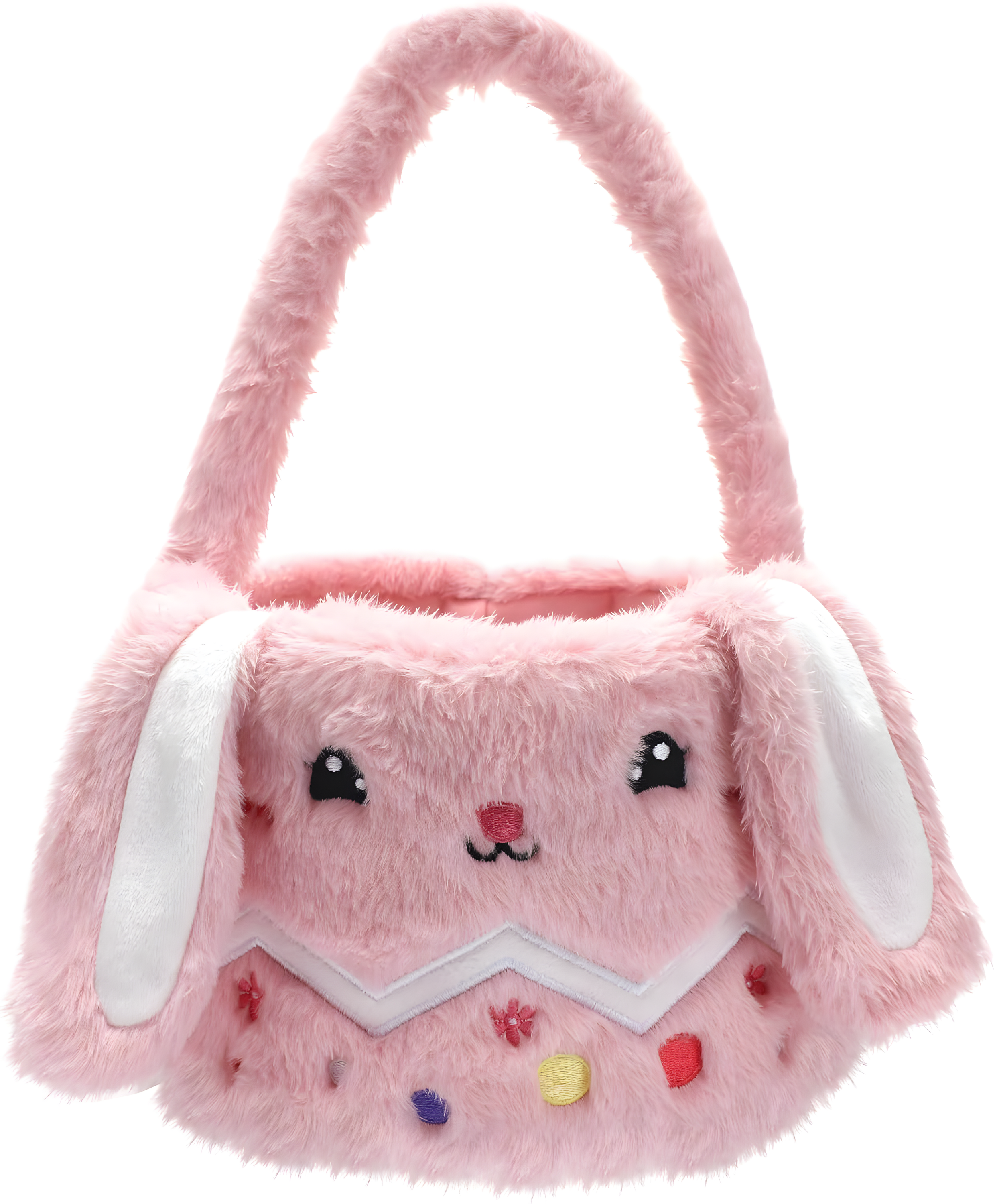 Easter Bunny Tote Bag, Cute Fuzzy Rabbit Ears Soft Plush Candy Handle Bag Eggs Basket Gift Bag for Kids Holiday Decorations