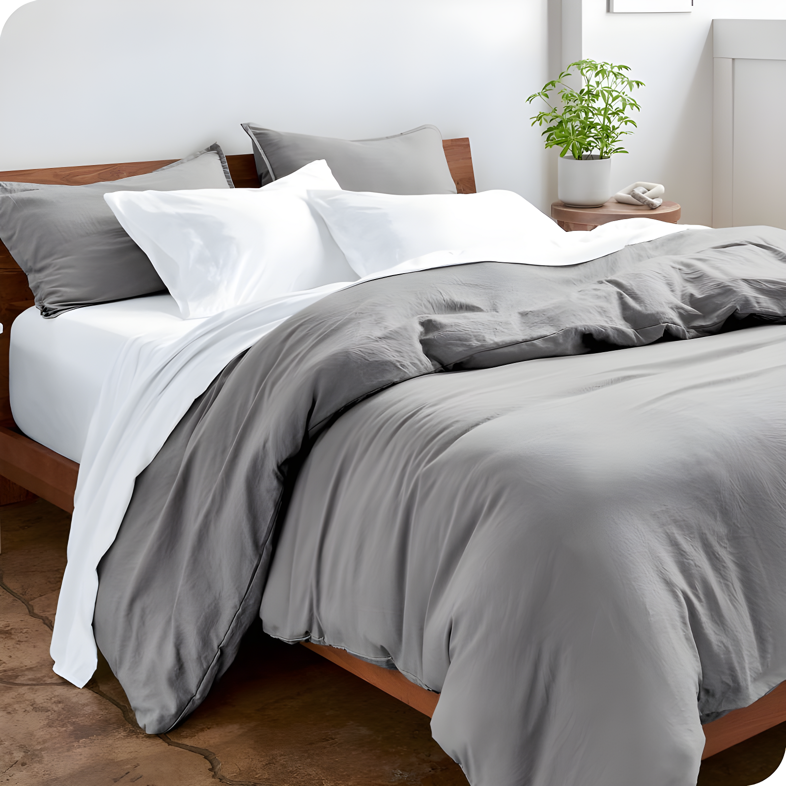 Bare Home Washed Microfiber Duvet Cover Set