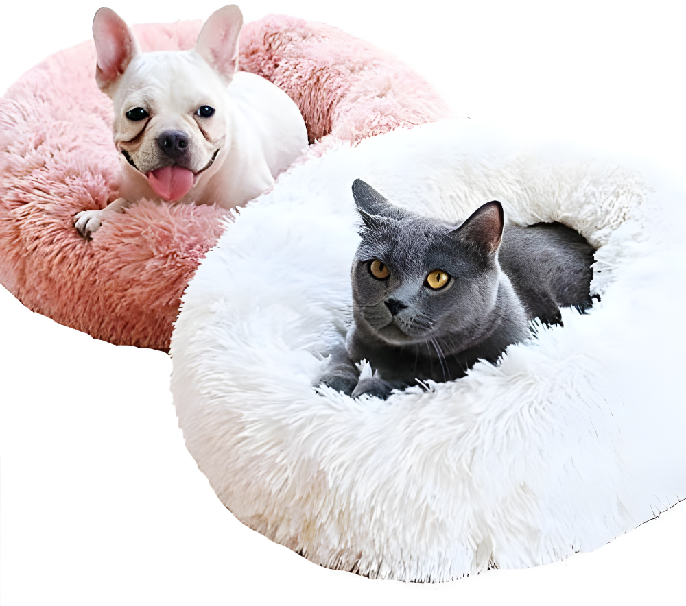 BODISEINT Modern Soft Plush Round Pet Bed for Cats or Small Dogs, Mini Medium Sized Dog Cat Bed Self Warming Autumn Winter Indoor Snooze Sleeping Cozy Kitty Teddy Kennel (M(23.6”Dx7.9 H), Dark Grey)