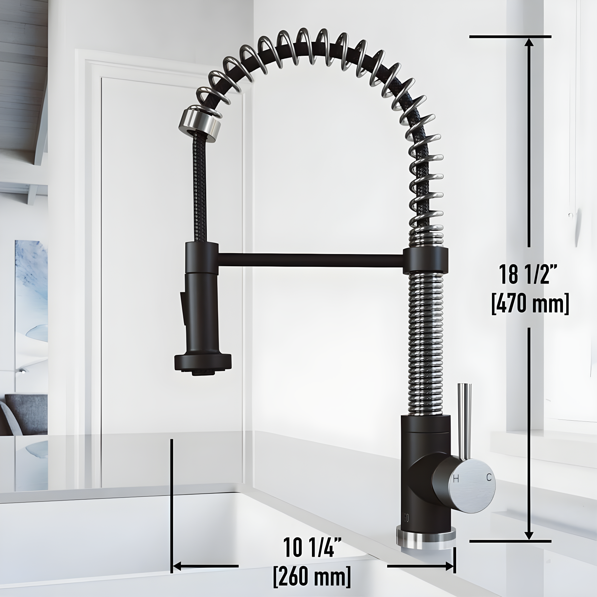 Edison 19" H 1-handle Pull-Down 2-Function Sprayer Kitchen Faucet