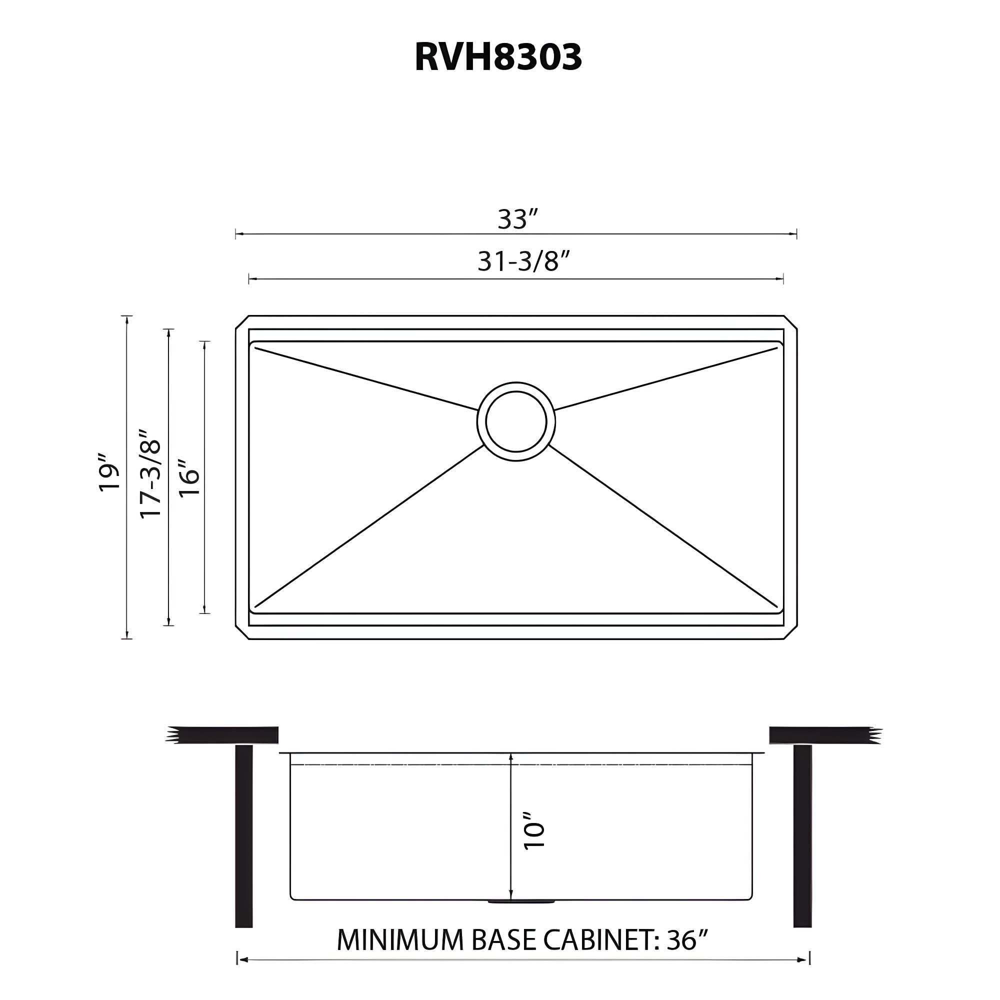 Ruvati RVH8303 Ruvati Workstation Undermount 16 Gauge Stainless Steel Kitchen Sink Single Bowl
