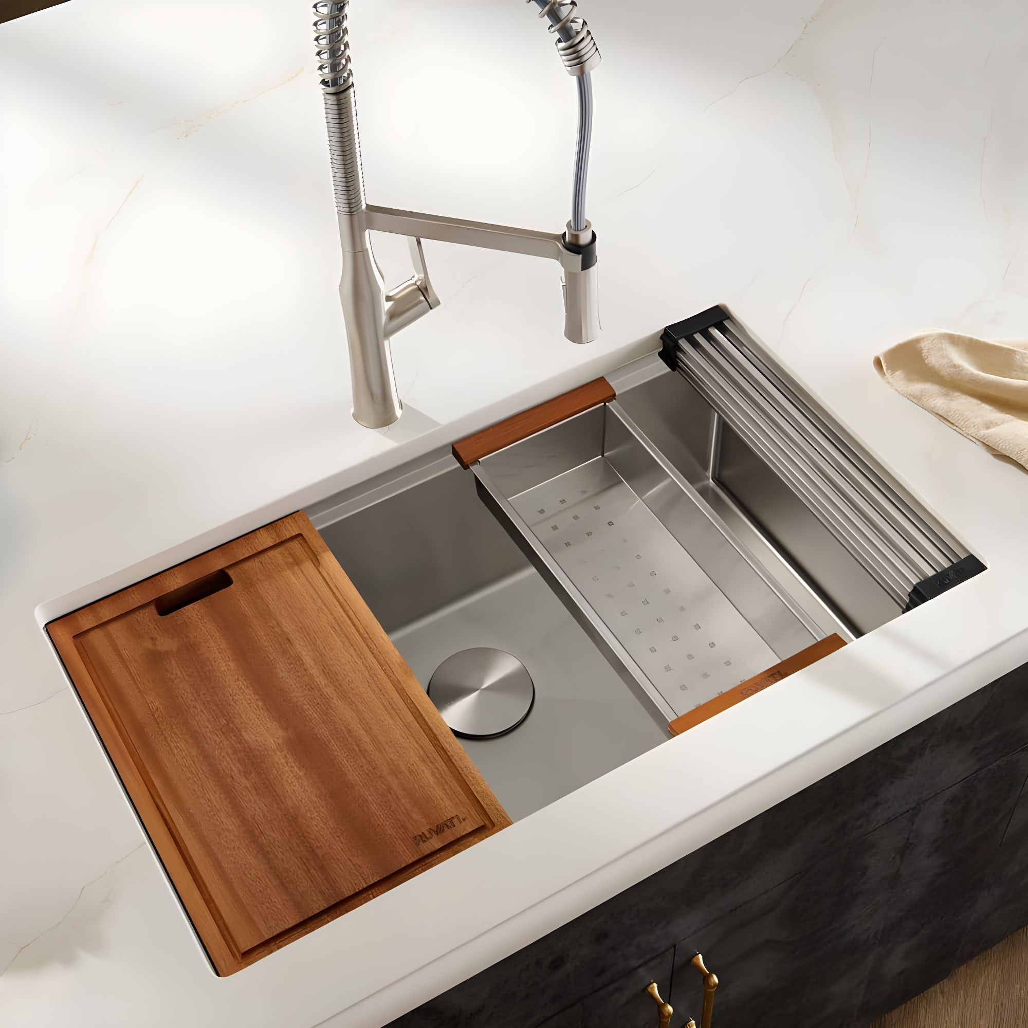 Ruvati RVH8303 Ruvati Workstation Undermount 16 Gauge Stainless Steel Kitchen Sink Single Bowl