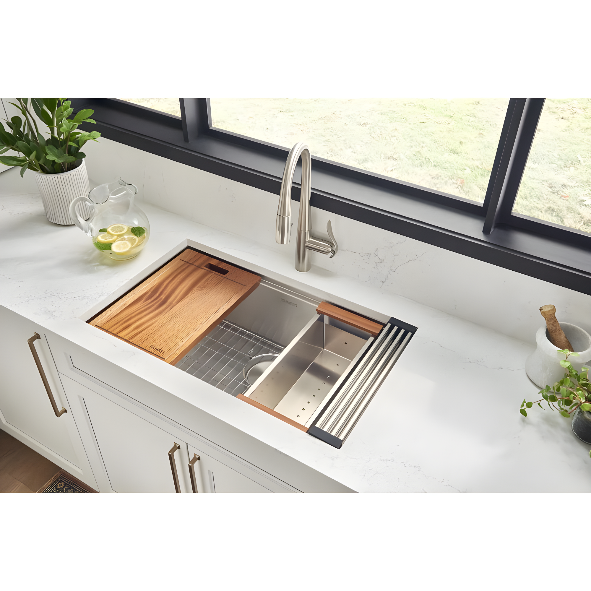 Ruvati RVH8303 Ruvati Workstation Undermount 16 Gauge Stainless Steel Kitchen Sink Single Bowl